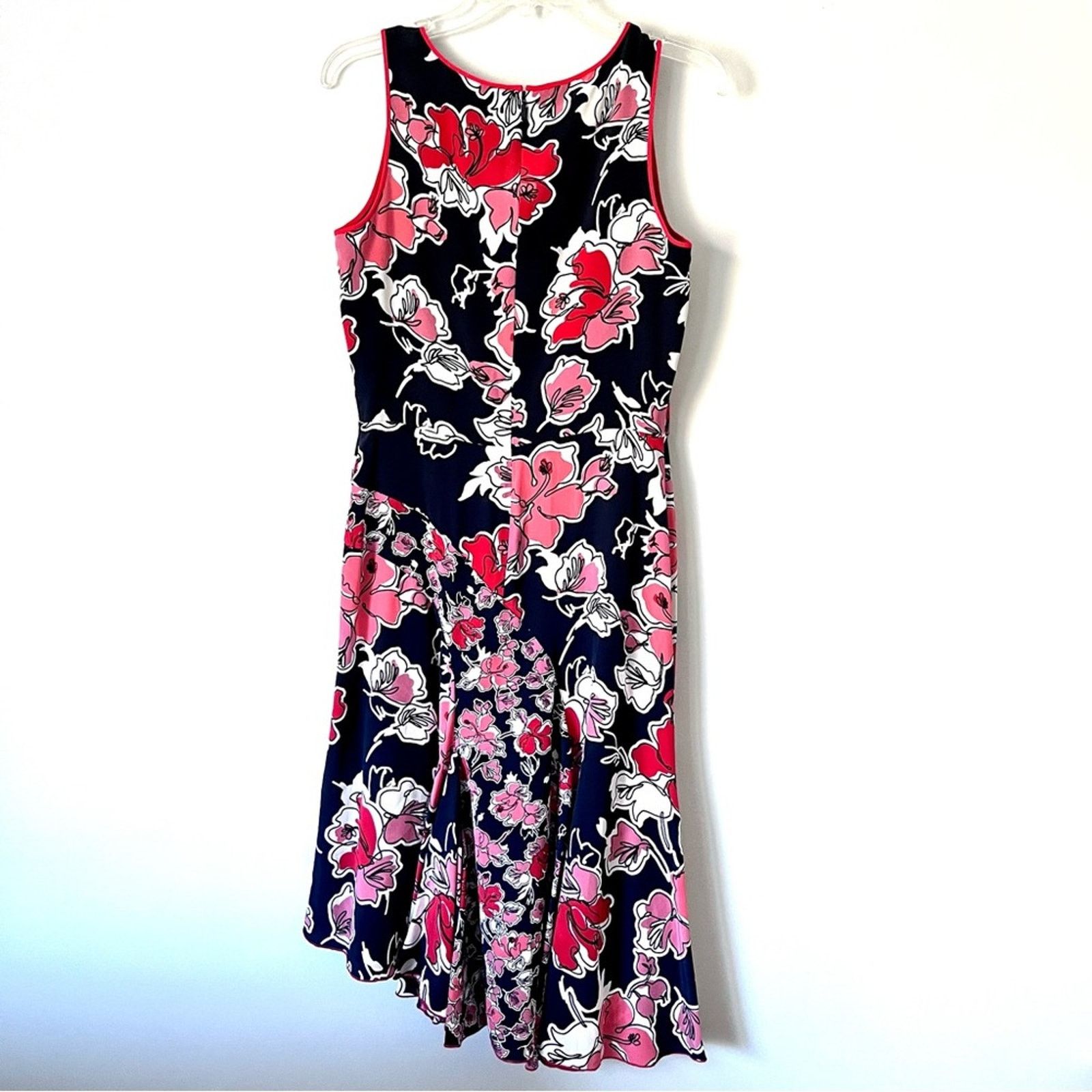 Jason Wu Grey Jason Wu navy floral print assymetrical silk midi dress Size M / US 6-8 / IT 42-44 - 6 Thumbnail