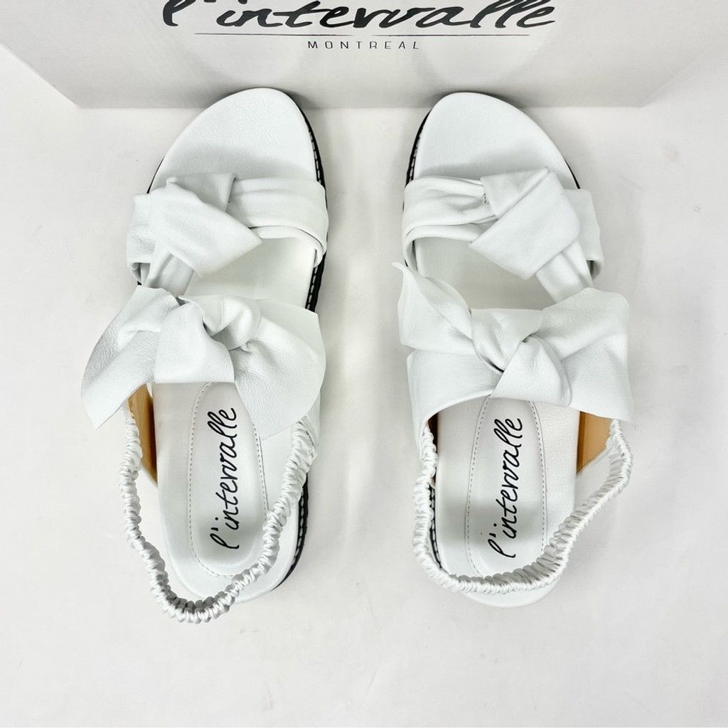 Leather NEW L’Intervalle Atlantis White Leather Bow Sandals 8/39 Size US 8 / IT 38 - 8 Thumbnail