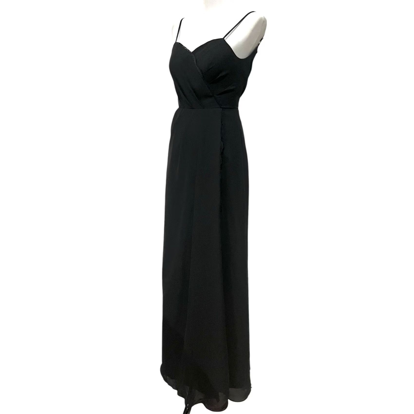 Vintage AZAZIE Black Formal Maxi Chiffon V-Neck Spaghetti Strap Leg Slit Sz 0 Dress Womens Size XS / US 0-2 / IT 36-38 - 3 Thumbnail