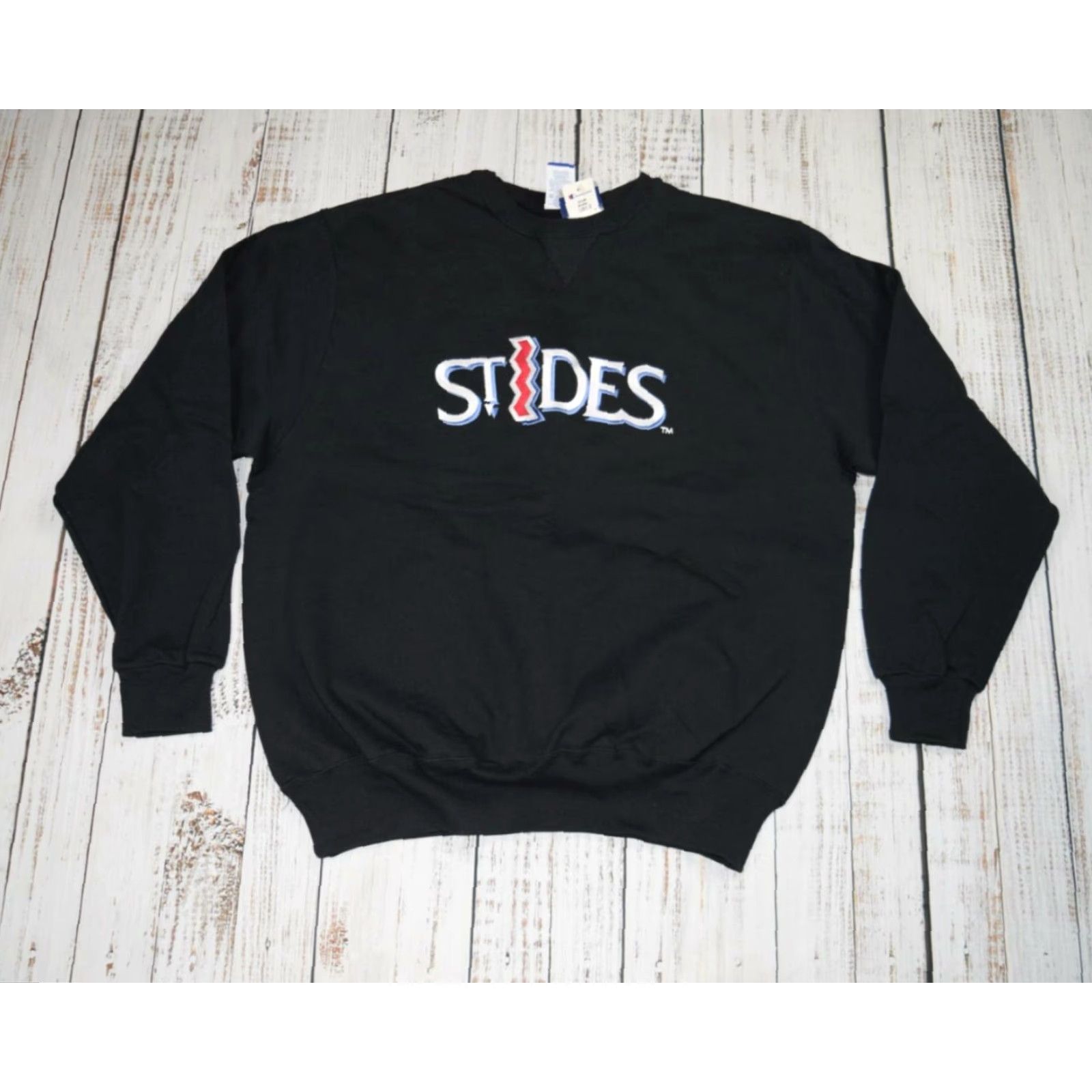 Champion Vintage Champion Crewneck Sweatshirt St Ides 90s Black XL Men Casual Logo Cotton Blend Size US XL / EU 56 / 4 - 2 Thumbnail