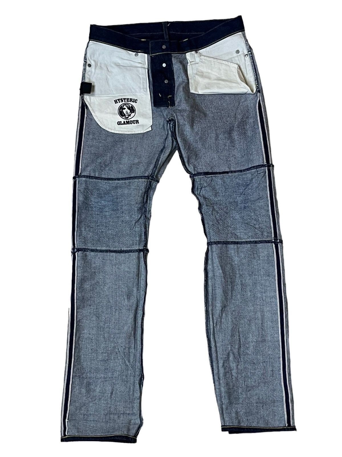 Hysteric Glamour HYSTERIC GLAMOUR (SAMPLE)STUDDED POCKET SELVEDGE DENIM JEAN Size US 32 / EU 48 - 4 Thumbnail