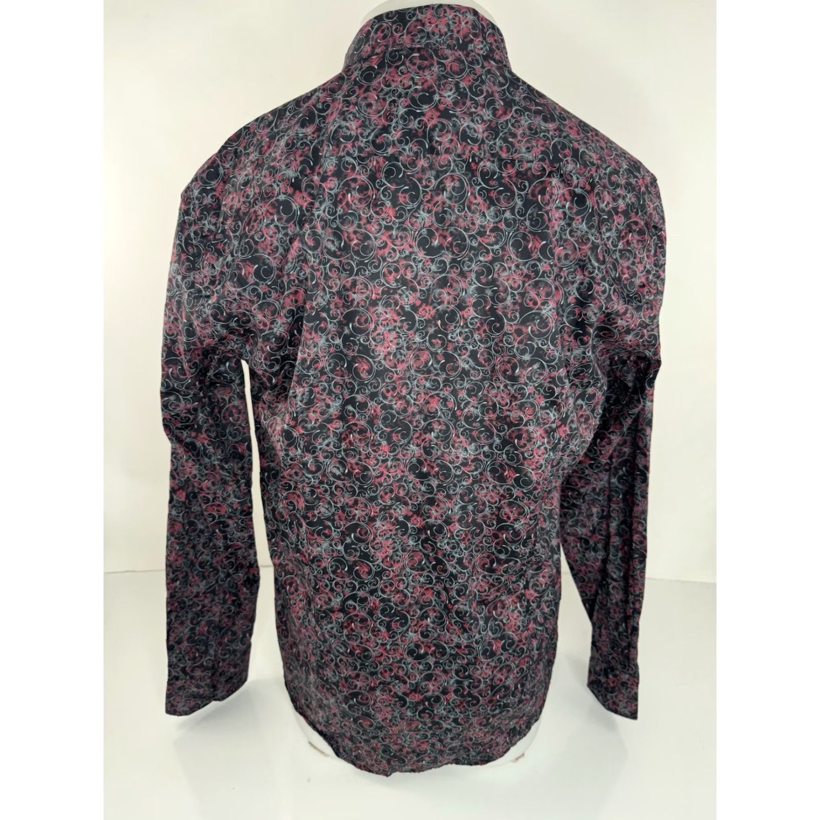 Etro ETRO Shirt Mens 41 Paisley Abstract Button-Up Long Sleeve Black / Gray / Red 41 Spa Via Spartaco 3 Tag NEW Size US L / EU 52-54 / 3 - 3 Thumbnail