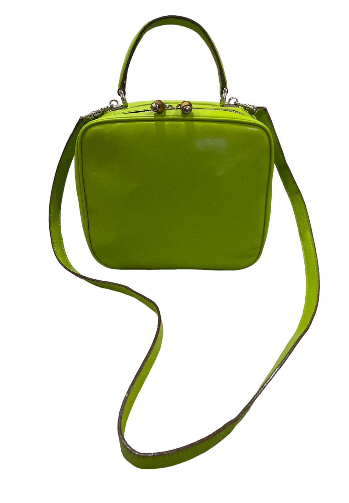 Gucci Vtg GUCCI bamboo neon green leather vanity cosmetic case bag Size ONE SIZE - 9 Thumbnail
