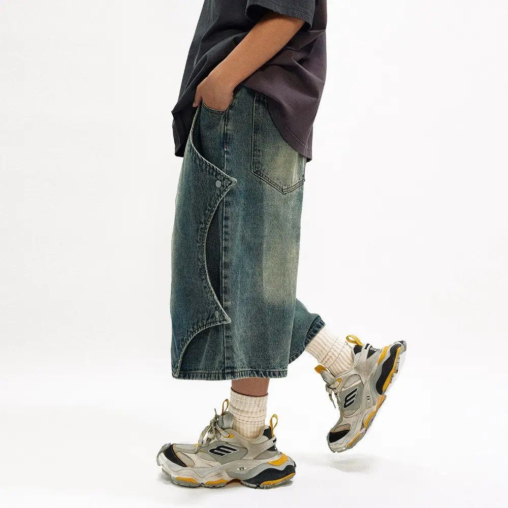 Japanese Brand × Jean Baggy Chunky Denim Shorts, Loose Shorts Size US 32 / EU 48 - 5 Thumbnail