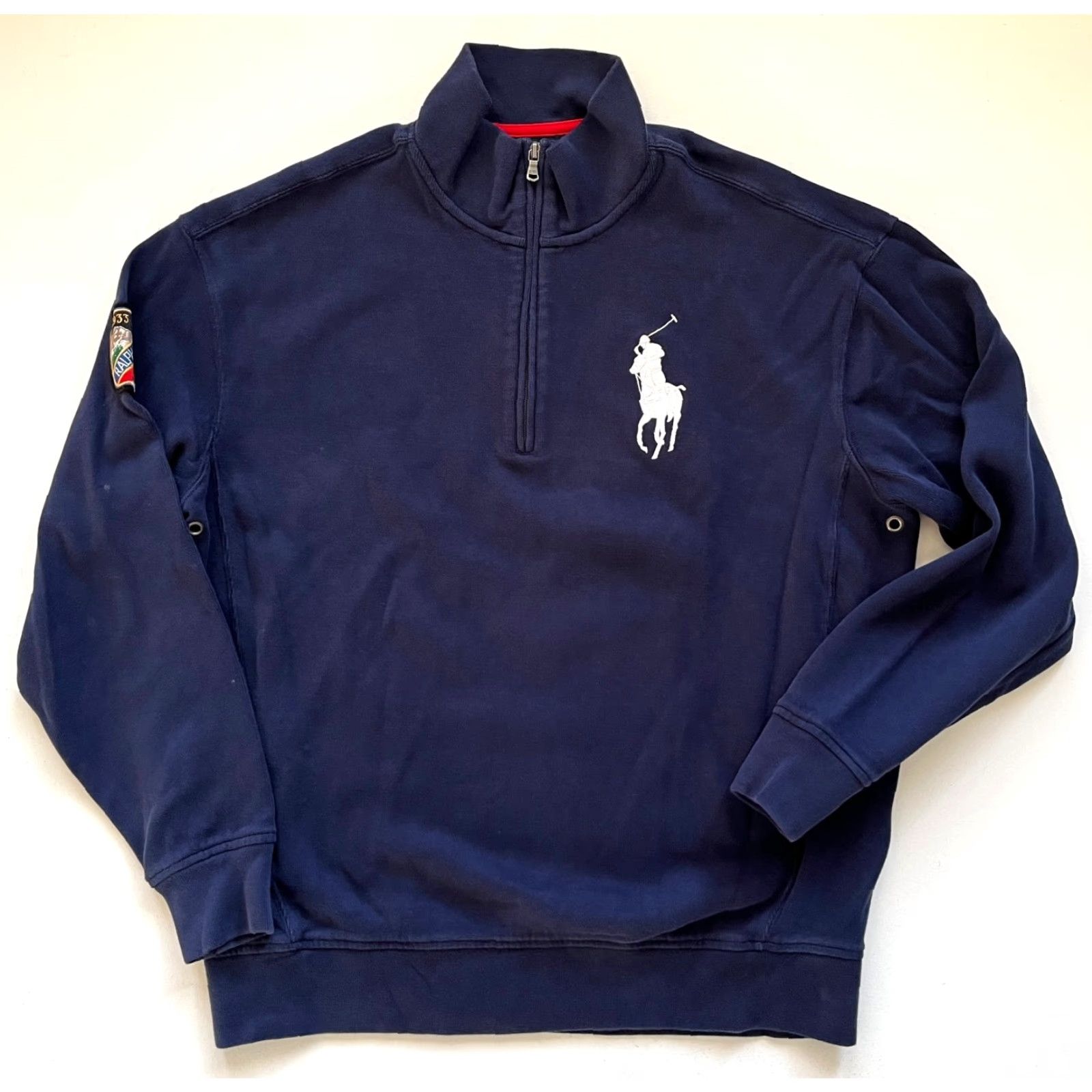 Polo Ralph Lauren VINTAGE Polo Ralph Lauren Men's Polo Ralph Lauren 1/4 Zip Pullover Ski Patch 1933-34 Sz L Tall Navy Blue Size US L / EU 52-54 / 3 - 3 Thumbnail