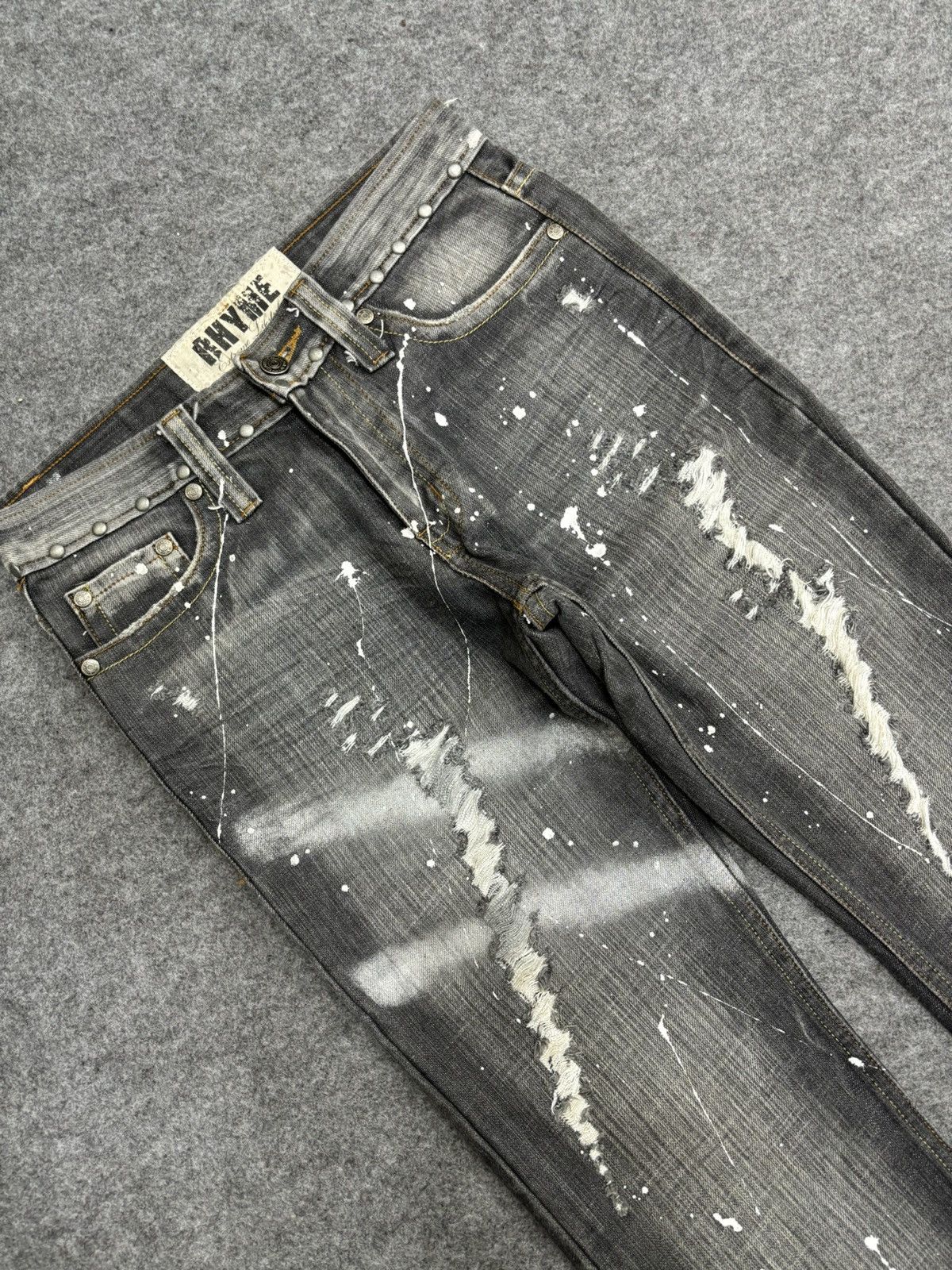 Seditionaries 💥FLARE💥 RHYME Japan Painter Spiky Distressed Denim F566 Size US 28 / EU 44 - 11 Thumbnail