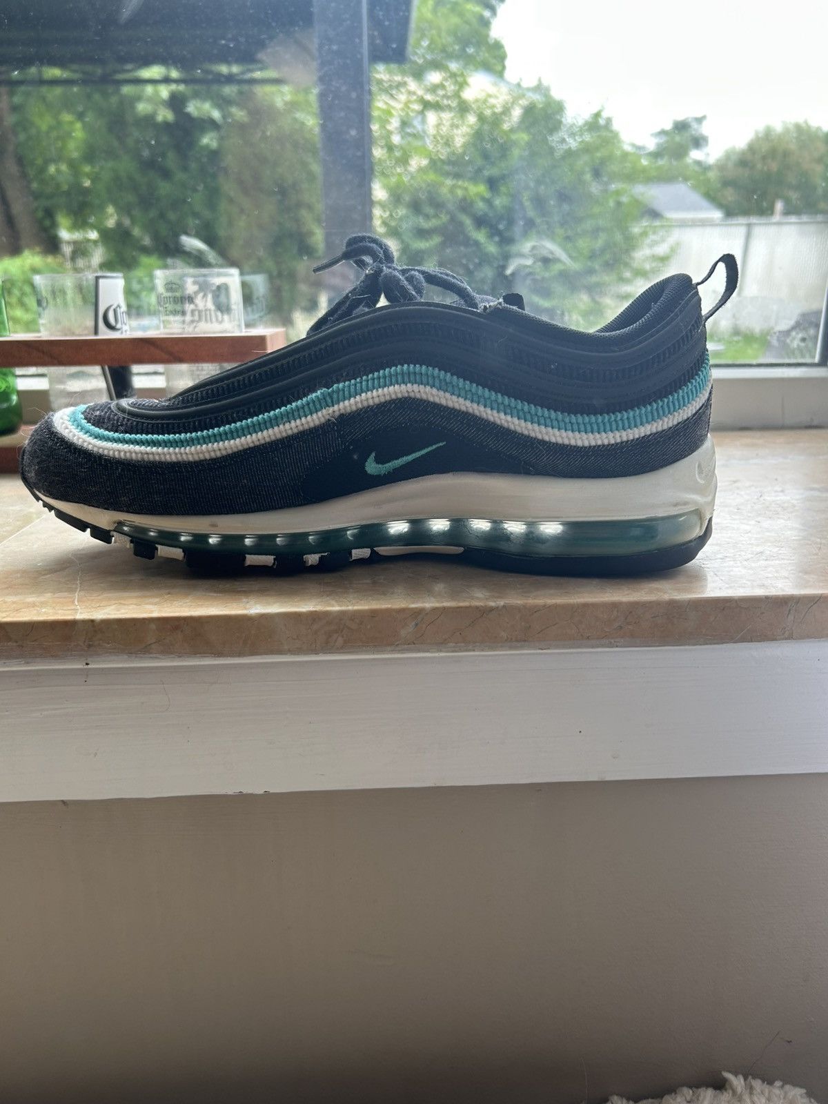 Nike Nike Air Max 97 Black Turquoise Size US 11.5 / EU 44-45 - 3 Thumbnail