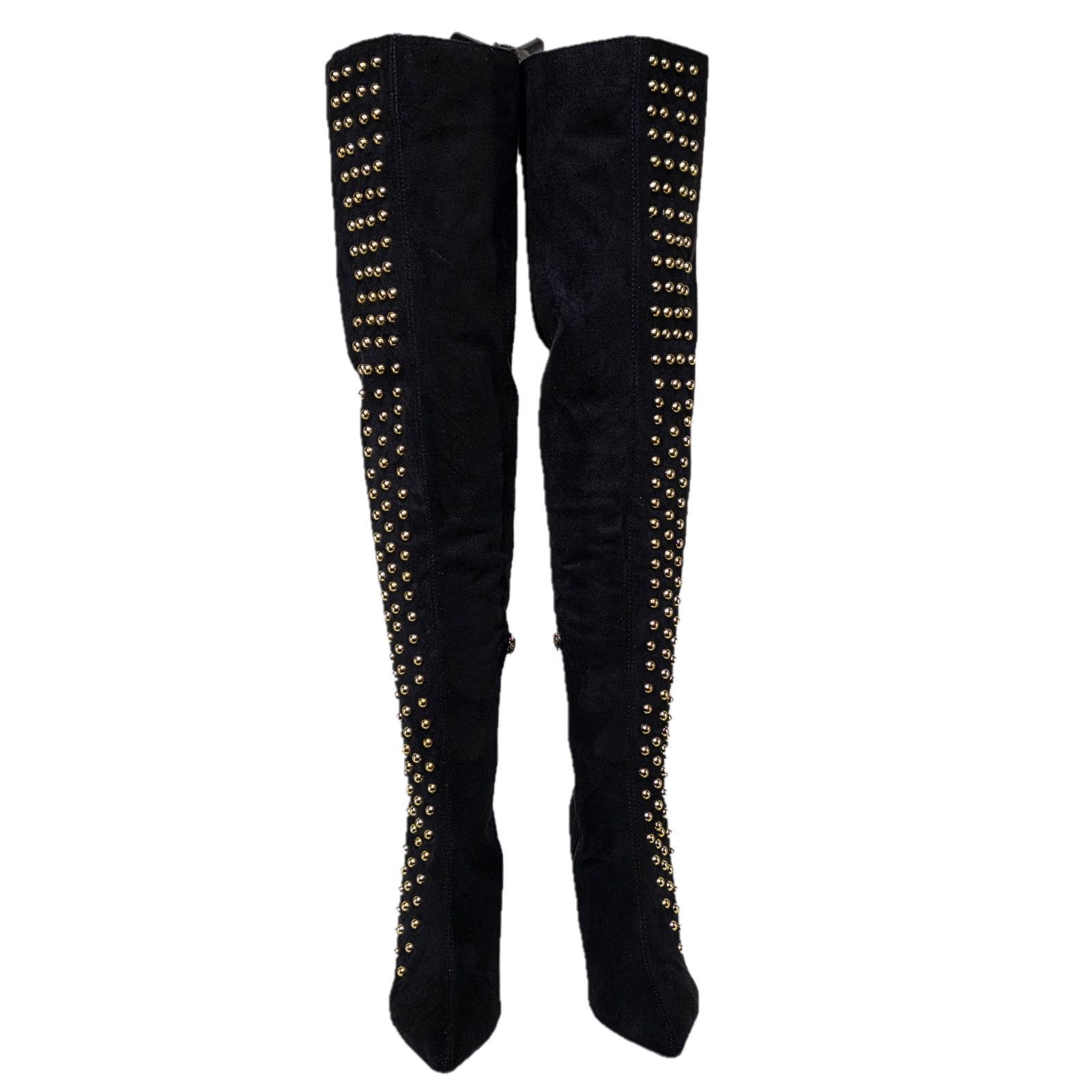 Other So Me Mariah Gold Button Stud Pointy Toe High Heel OTK Thigh Size US 11 / IT 41 - 3 Thumbnail