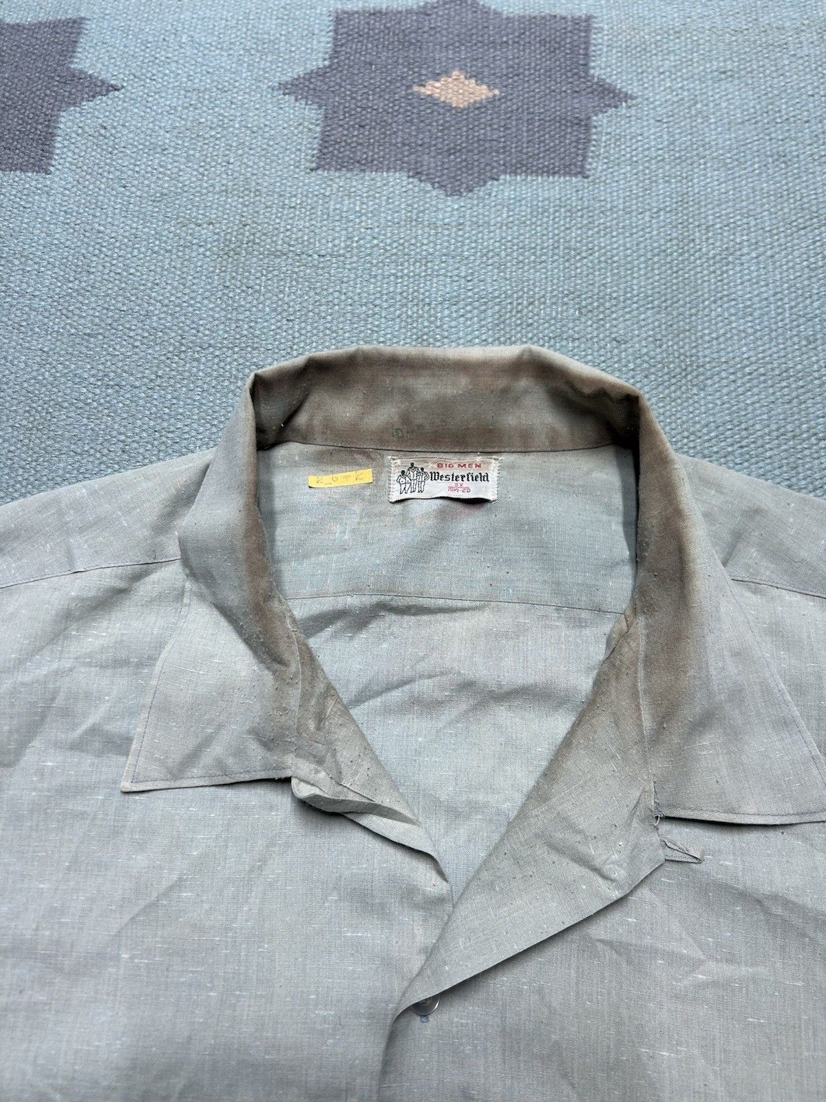 Vintage 60s button shirt loop collar fleck rockabilly RARE SIZE 3XL Size US XXL / EU 58 / 5 - 7 Thumbnail