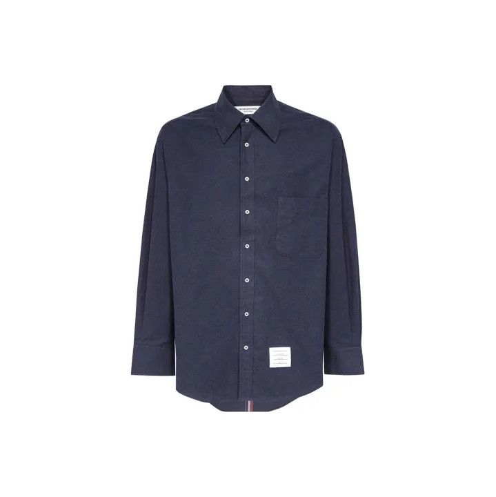 Thom Browne Navy Button-Up Long Sleeve Shirt