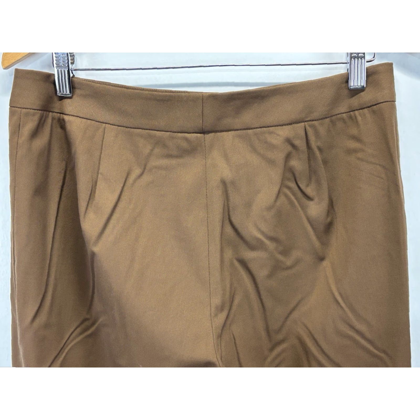 Vintage Lafayette 148 New York Dress Pants Women’s 10 Brown Wool Solid Straight Leg 32”x27.5” Regular Zip Hook & Eye Front Flat Front Size 32" / US 10 / IT 46 - 4 Thumbnail