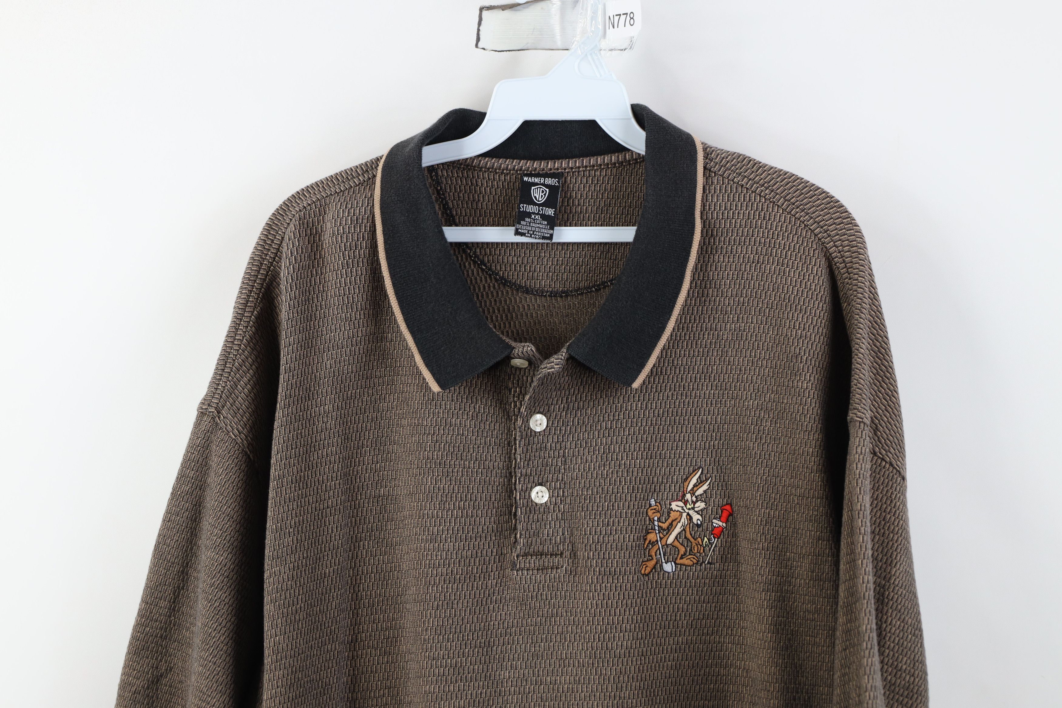 Vintage Vintage 90s Looney Tunes Knit Collared Golf Polo Shirt Size US XXL / EU 58 / 5 - 2 Thumbnail