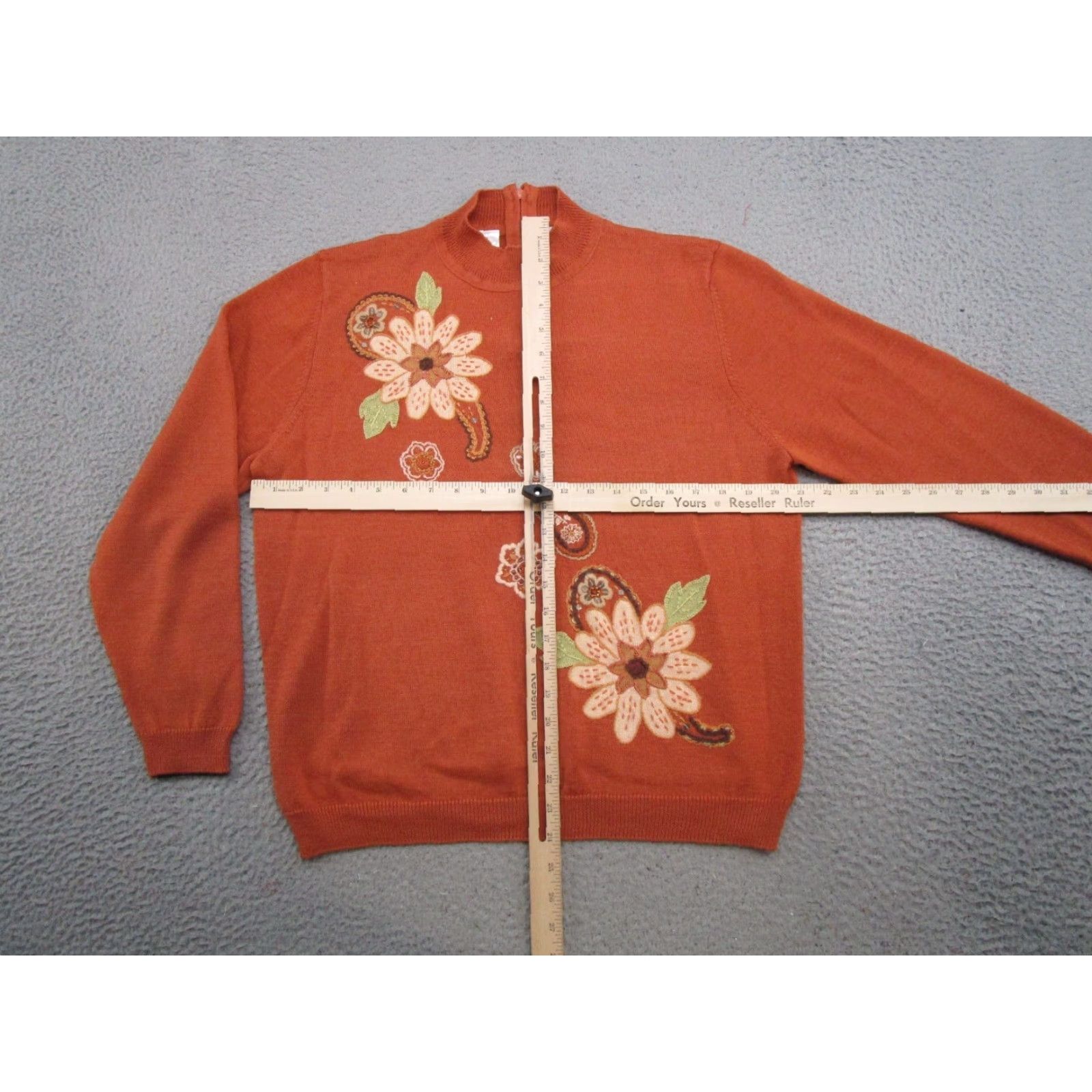 Vintage VTG Alfred Dunner Embroidered Wool Blend Pullover Sweater Women M Orange Size M / US 6-8 / IT 42-44 - 4 Thumbnail