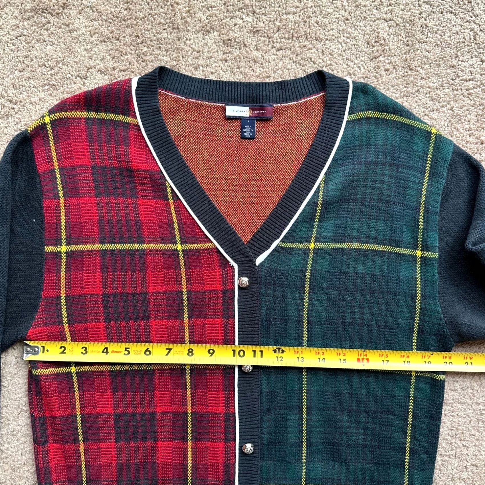 Tommy Hilfiger Tommy Hilfiger Sweater Dress Womens Small Cotton Collection Long Sleeve Plaid Multicolor V-Neck Button Size S / US 4 / IT 40 - 7 Thumbnail