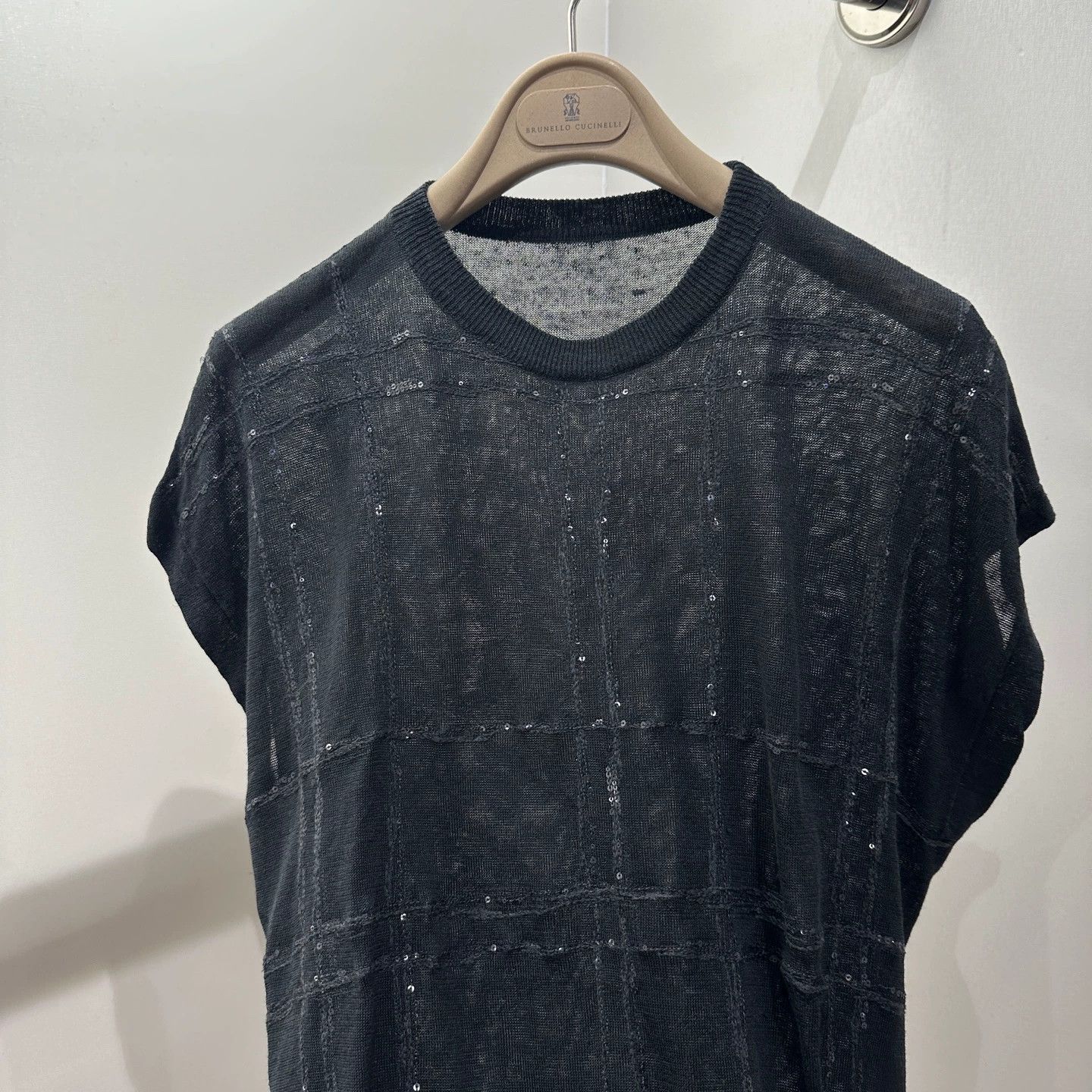 Brunello Cucinelli Brunello Cucinelli mar124 sequin knit short-sleeve L Size L / US 10 / IT 46 - 4 Thumbnail
