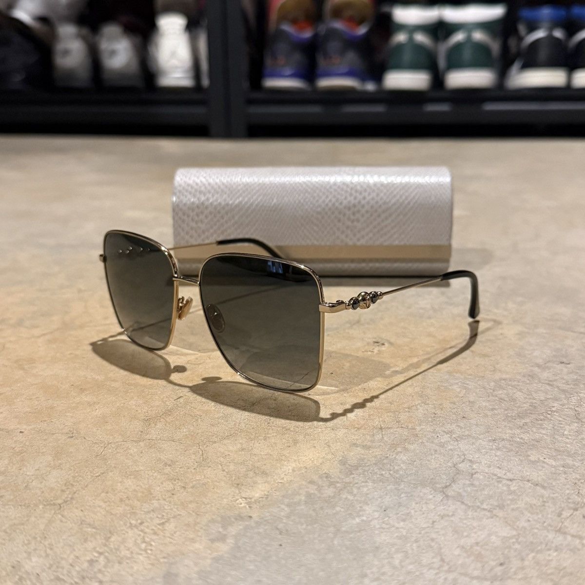 Jimmy Choo Jimmy Choo Hester Gradient Lens Square Frame Sunglasses Gold Size ONE SIZE - 1 Thumbnail