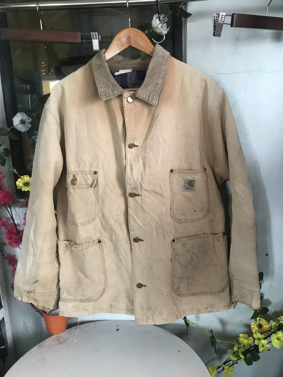 Carhartt × Vintage 80s Carhartt Distress Jacket Nice design Size US L / EU 52-54 / 3 - 1 Thumbnail