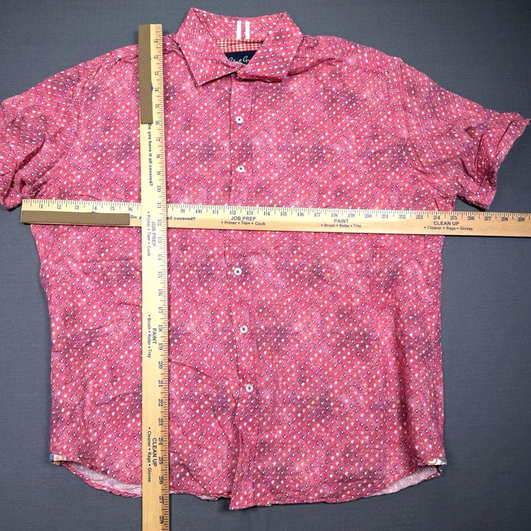 Robert Graham Robert Graham Mens 2XL Red Linen Short Sleeve Button Front Tailored Fit Shirt Size US XXL / EU 58 / 5 - 5 Thumbnail