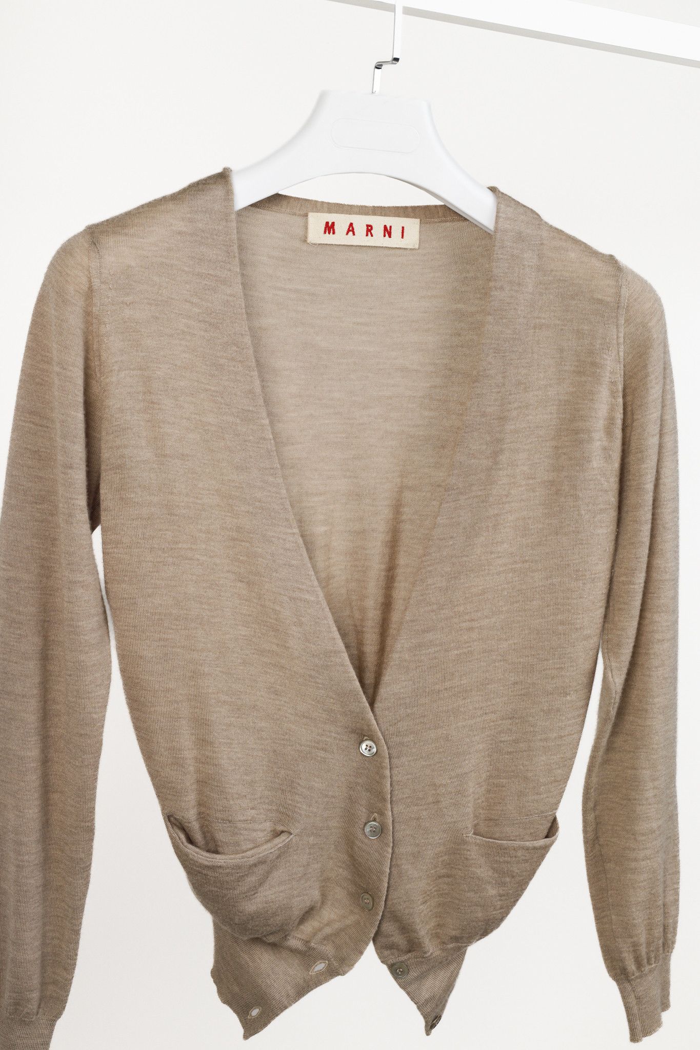 Marni Marni Oatmeal Brown Cashmere V-Neck Cardigan Size S / US 4 / IT 40 - 3 Thumbnail