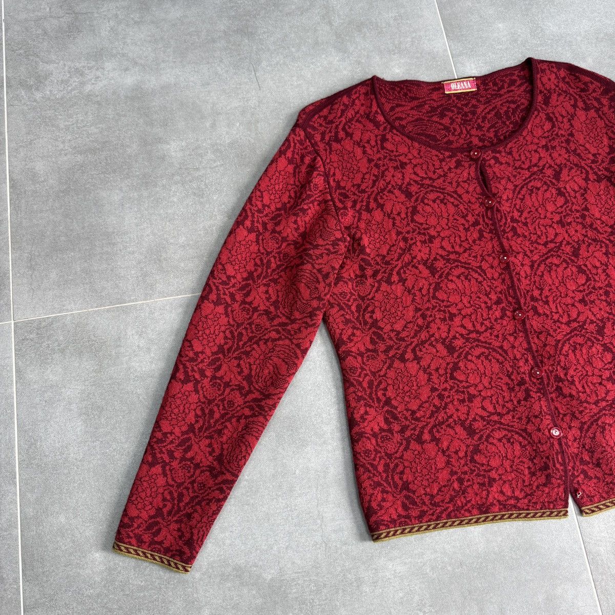 Vintage Vintage Oleana Wool Floral Women Button Cardigan Sweater Size M / US 6-8 / IT 42-44 - 3 Thumbnail