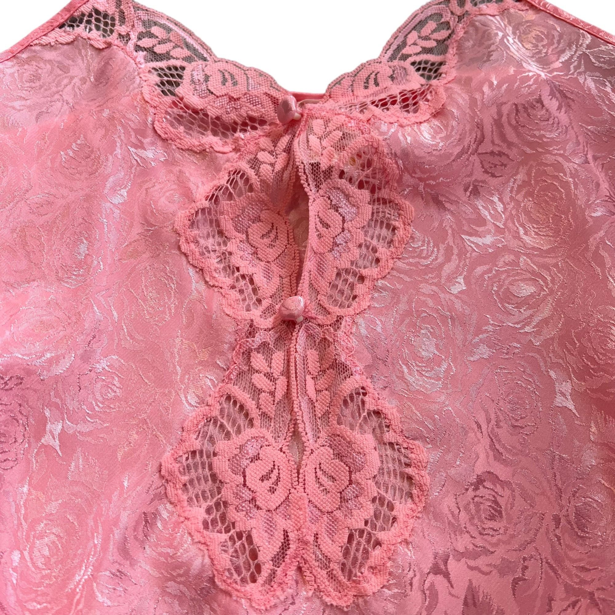 Vintage Vintage Godiva Pastel Pink Rose Lace Chemise Lingerie Size S / US 4 / IT 40 - 2 Thumbnail