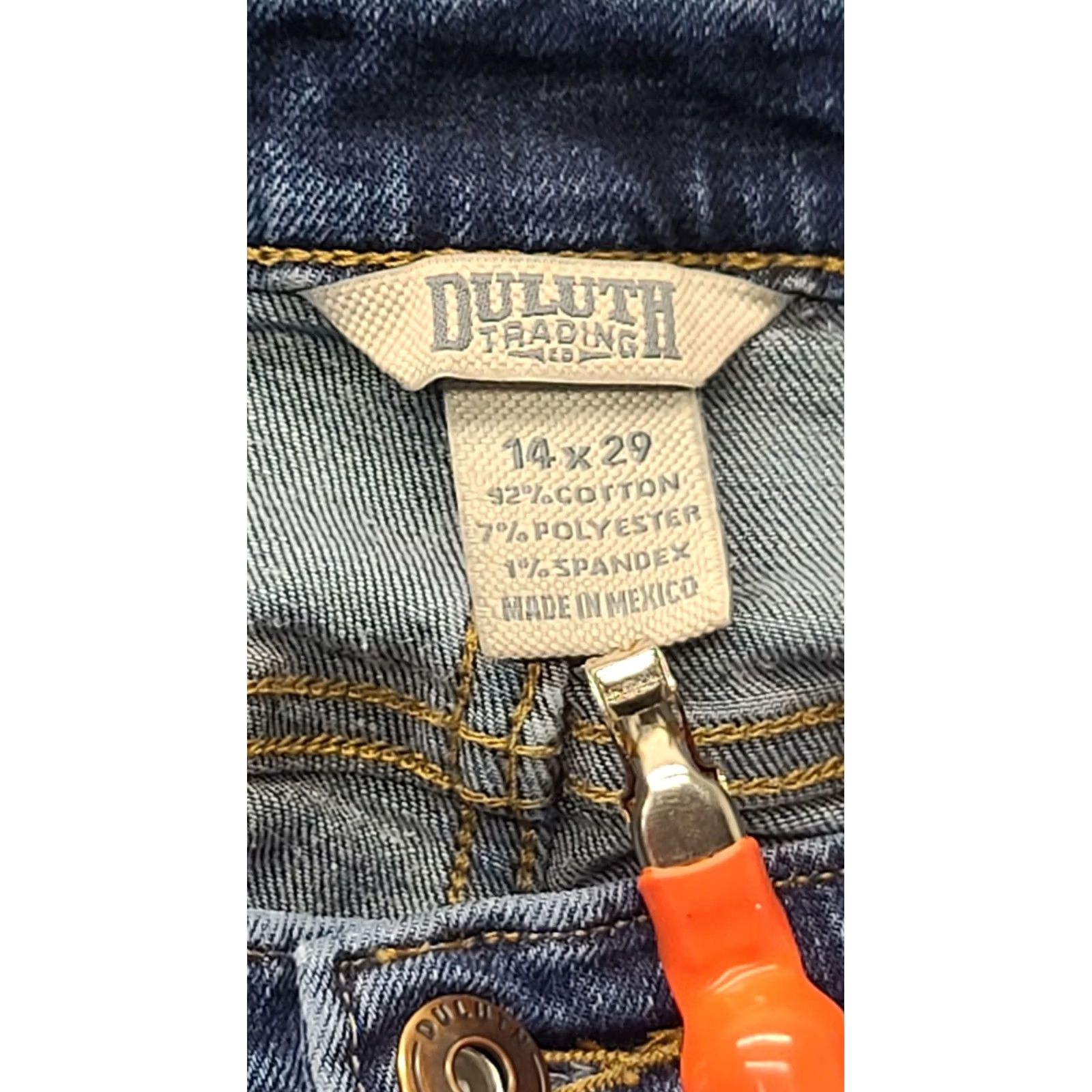 Denime Duluth Womens Jeans 14x29 DuluthFlex Regular Bootcut Denim Mid Blue 5-Pocket Stretch Slim Fit Cowgirl Rustic Distressed Xs? Size 36" / US 14 / IT 50 - 2 Thumbnail