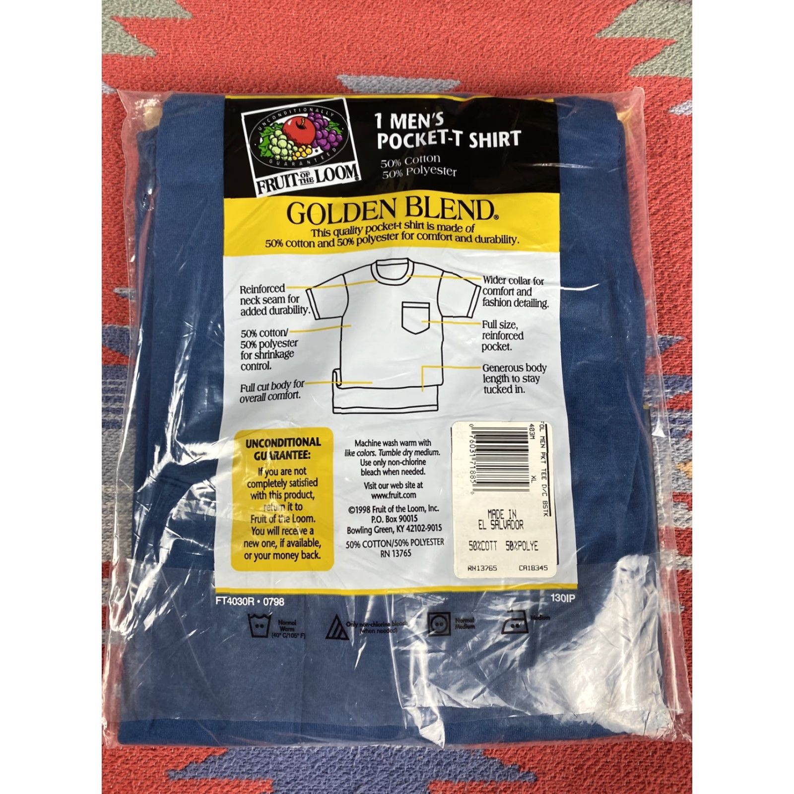 Fruit Of The Loom VINTAGE Fruit of the Loom NOS 50/50 Blend Pocket T Shirt Blue Mens XL Pocket Shirt Men Black XL Size US XL / EU 56 / 4 - 2 Thumbnail