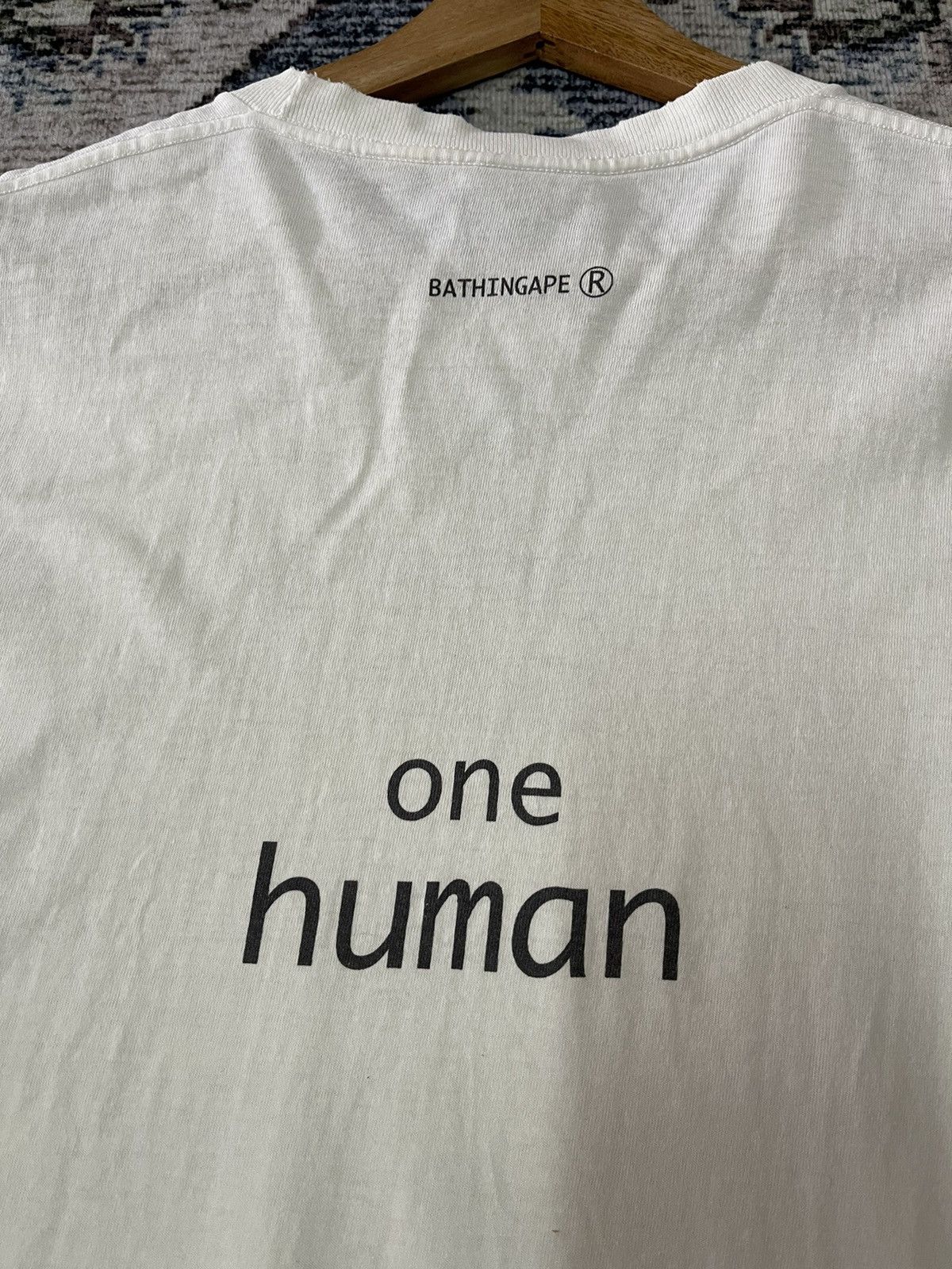 Bape 🇯🇵VINTAGE DISTRESSED BAPE ONE HUMAN SPELLOUT VERY RARE Size US L / EU 52-54 / 3 - 10 Thumbnail