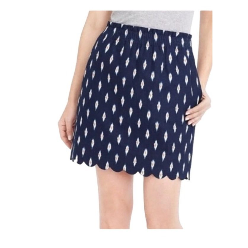 J.Crew J.Crew Blue Ikat Linen Blend Sidewalk Skirt, Women's Size 12 Size 34" / US 12 / IT 48 - 1 Thumbnail