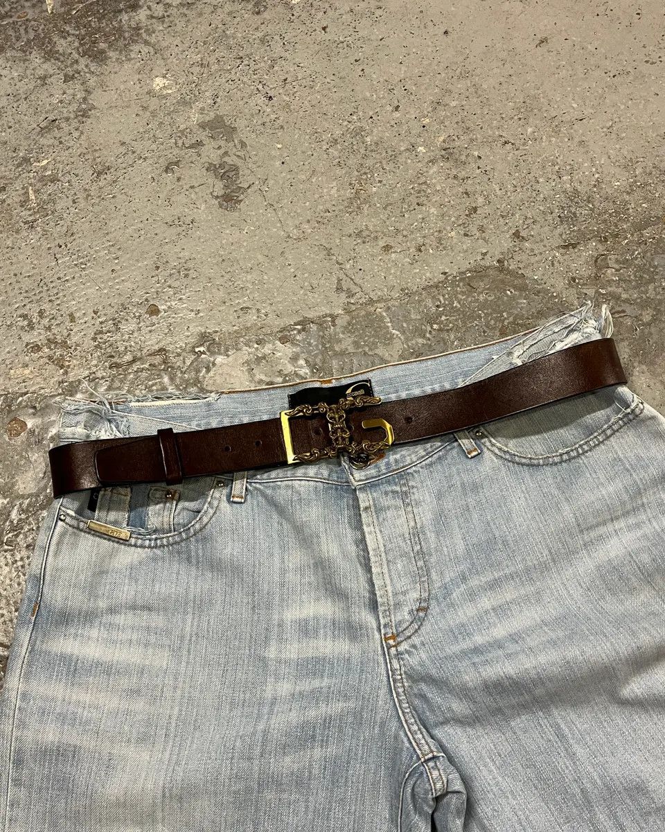 Dolce & Gabbana AW2005 Dolce & Gabbana Ornate Gold Buckle Brown Leather Belt Size ONE SIZE - 1 Thumbnail