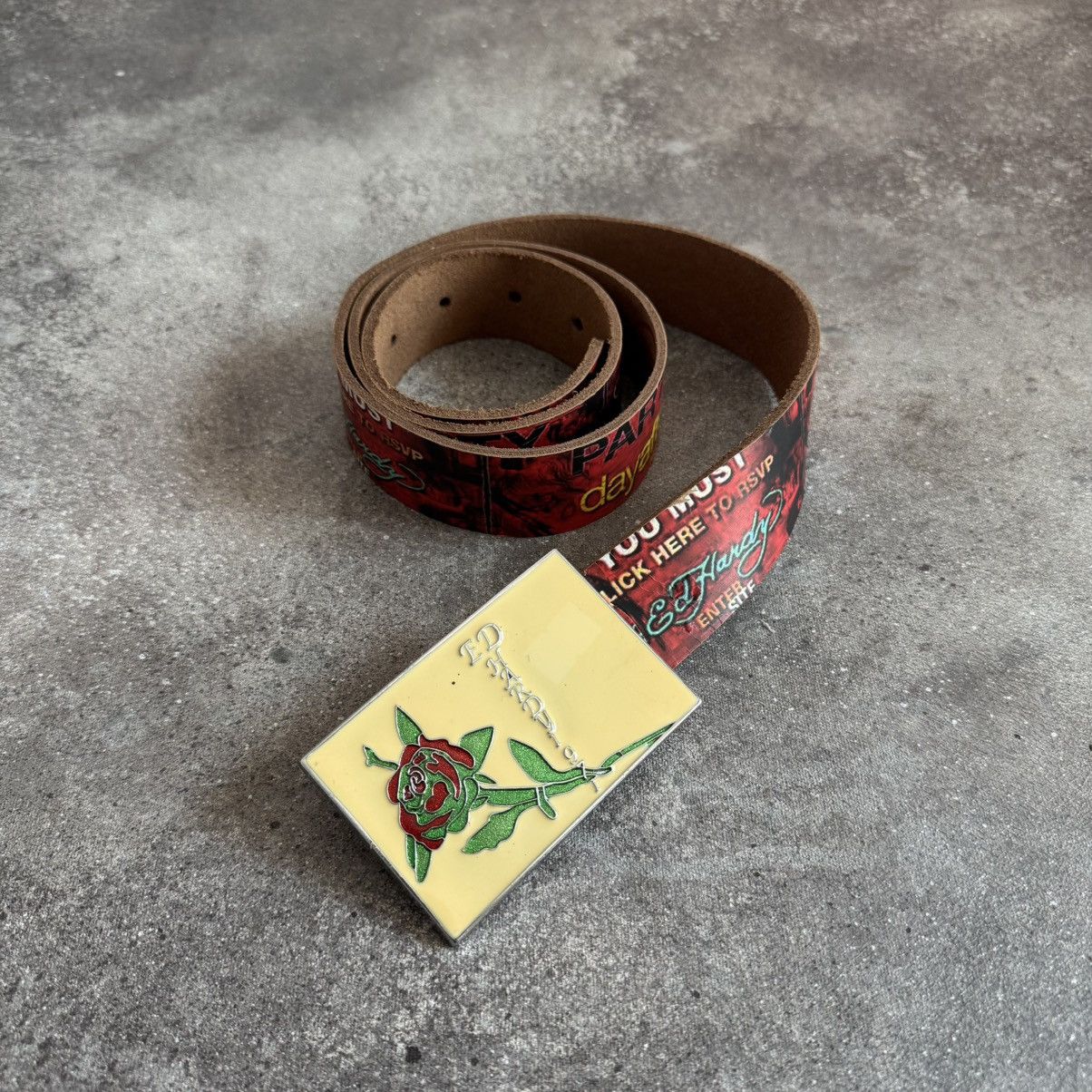 Ed Hardy Ed Hardy Vintage Y2K Leather Belt Size ONE SIZE - 3 Thumbnail