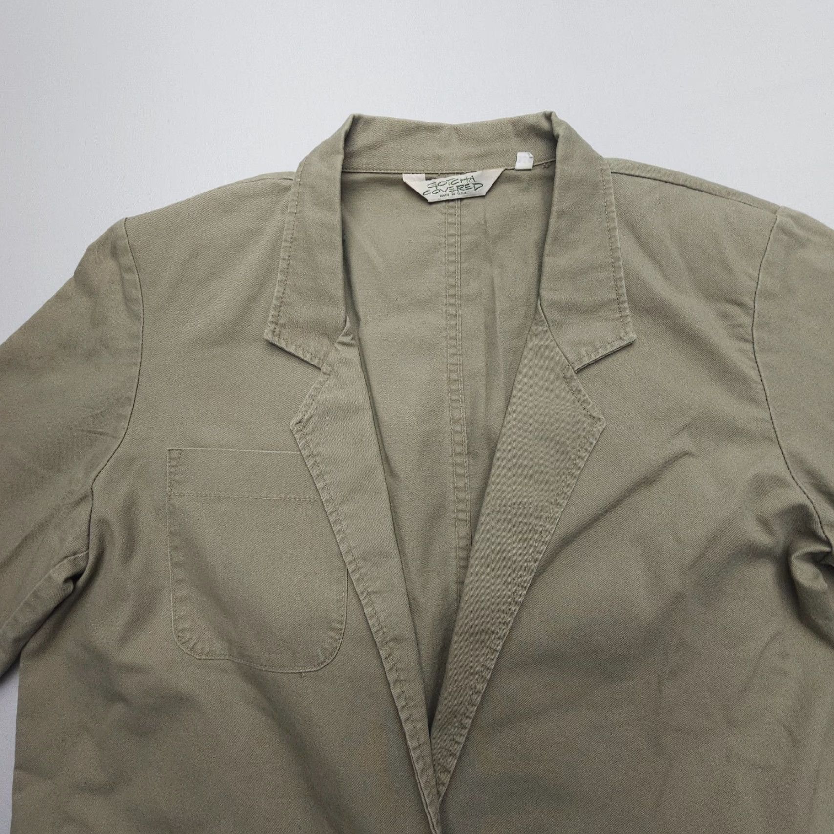 Gotcha VINTAGE Gotcha Covered Blazer Mens Medium Green Cotton Twill Safari USA Size 40R - 6 Thumbnail