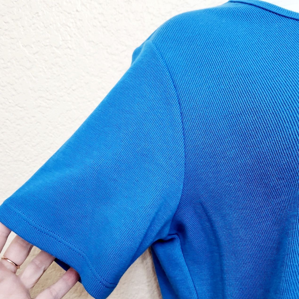 Other Draper's & Damon's Blue Round Neck Top Large Short Sleeves Size L / US 10 / IT 46 - 2 Thumbnail
