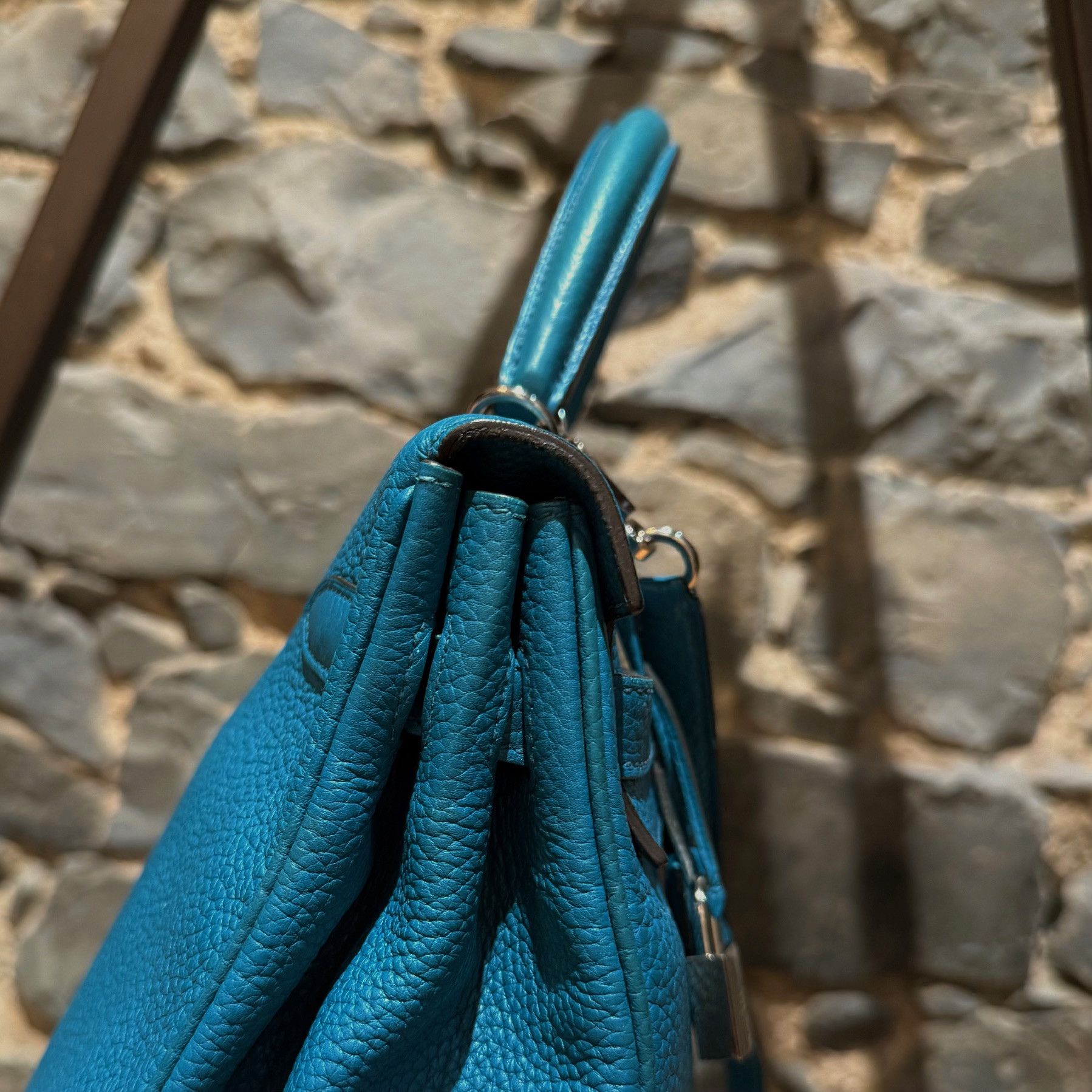 Hermes Hermès 2013 Bleu Izmir Clemence Leather Kelly 35 Bag Size ONE SIZE - 6 Thumbnail