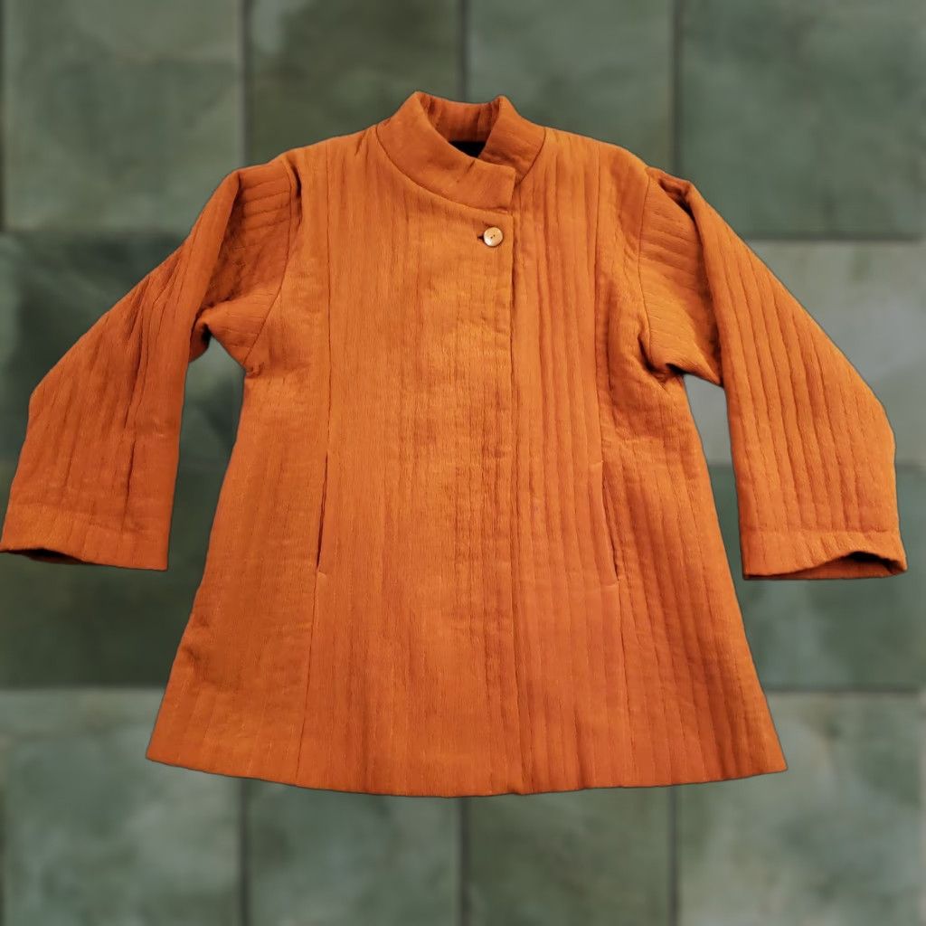 Vintage KISS OF THE WOLF Jacket Coat Womens XS Orange Quilted Lined Pockets Button Collared Mid-Length Size XS / US 0-2 / IT 36-38 - 1 Thumbnail
