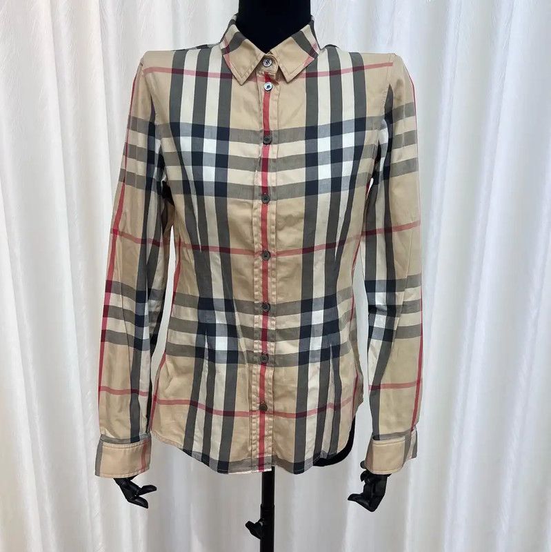 Burberry Burberry Beige Check Long Sleeve Shirt Size XS / US 0-2 / IT 36-38 - 1 Thumbnail