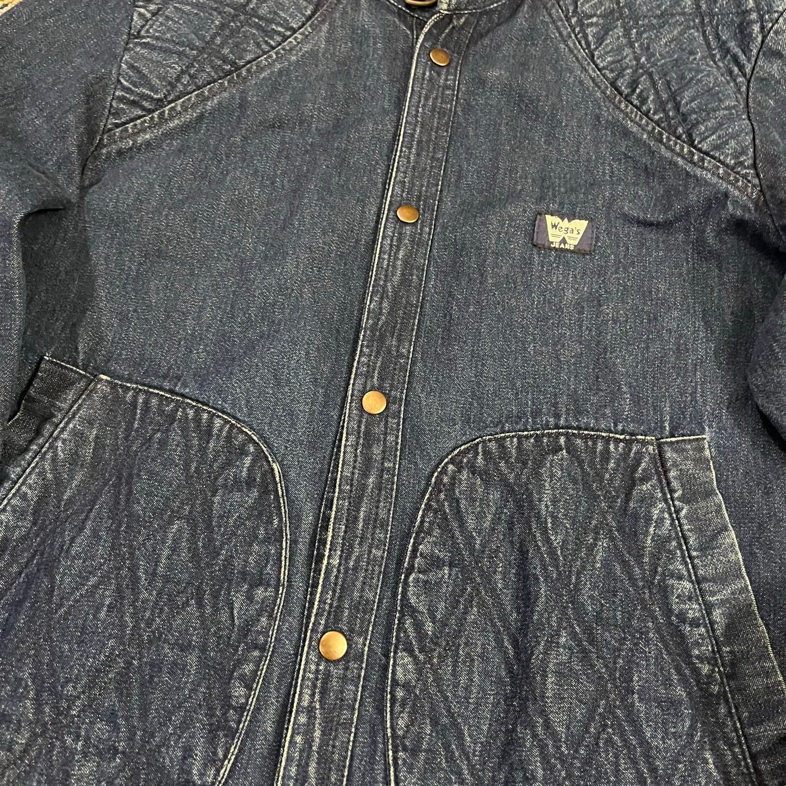 Other Vintage Santista Wegas Indigo Quilted Panel Denim Jacket Size M / US 6-8 / IT 42-44 - 4 Thumbnail