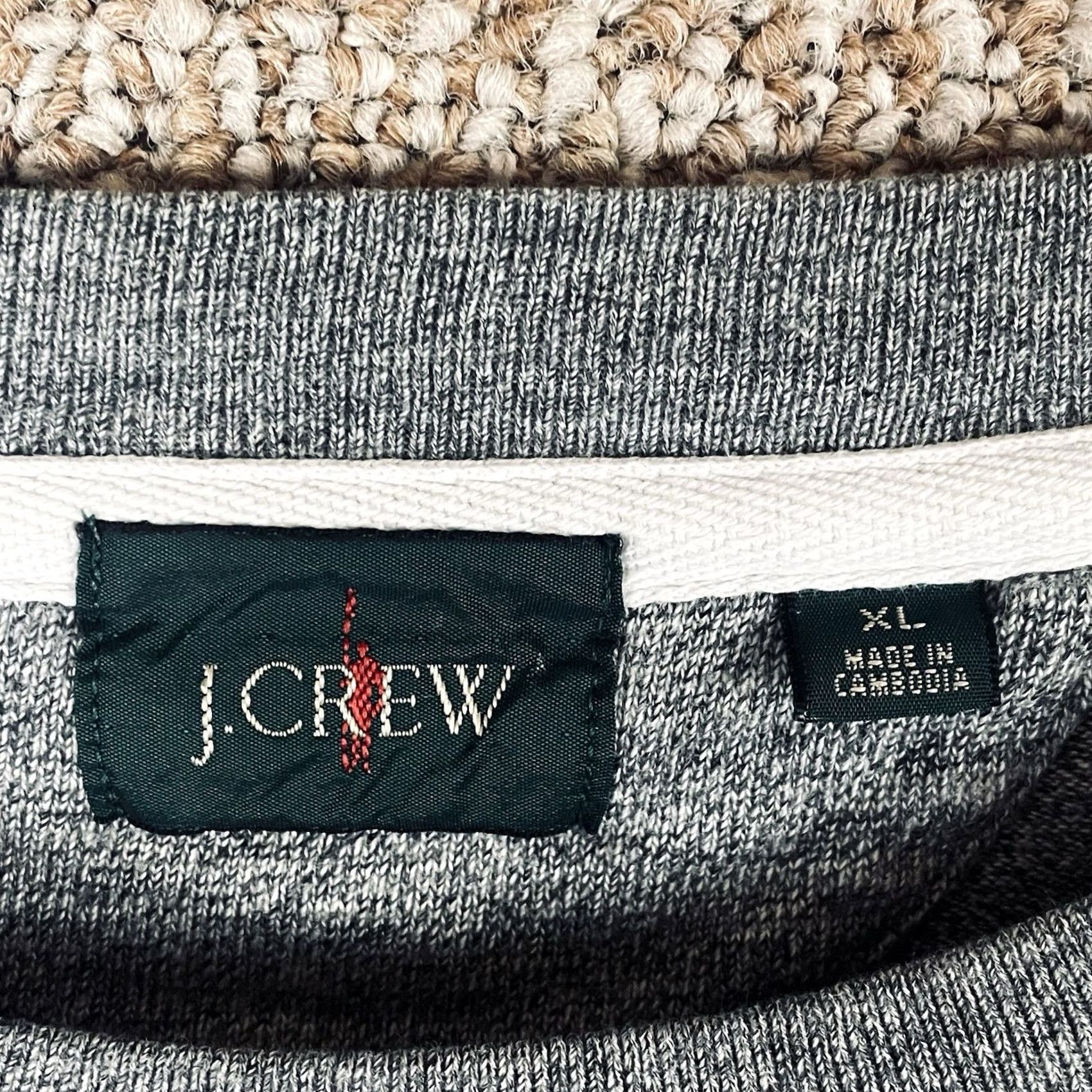 J.Crew J.CREW Oarsman Shirt Men XL Gray Stripe Heavyweight Elbow Patch Cotton T342 Size US XL / EU 56 / 4 - 6 Thumbnail