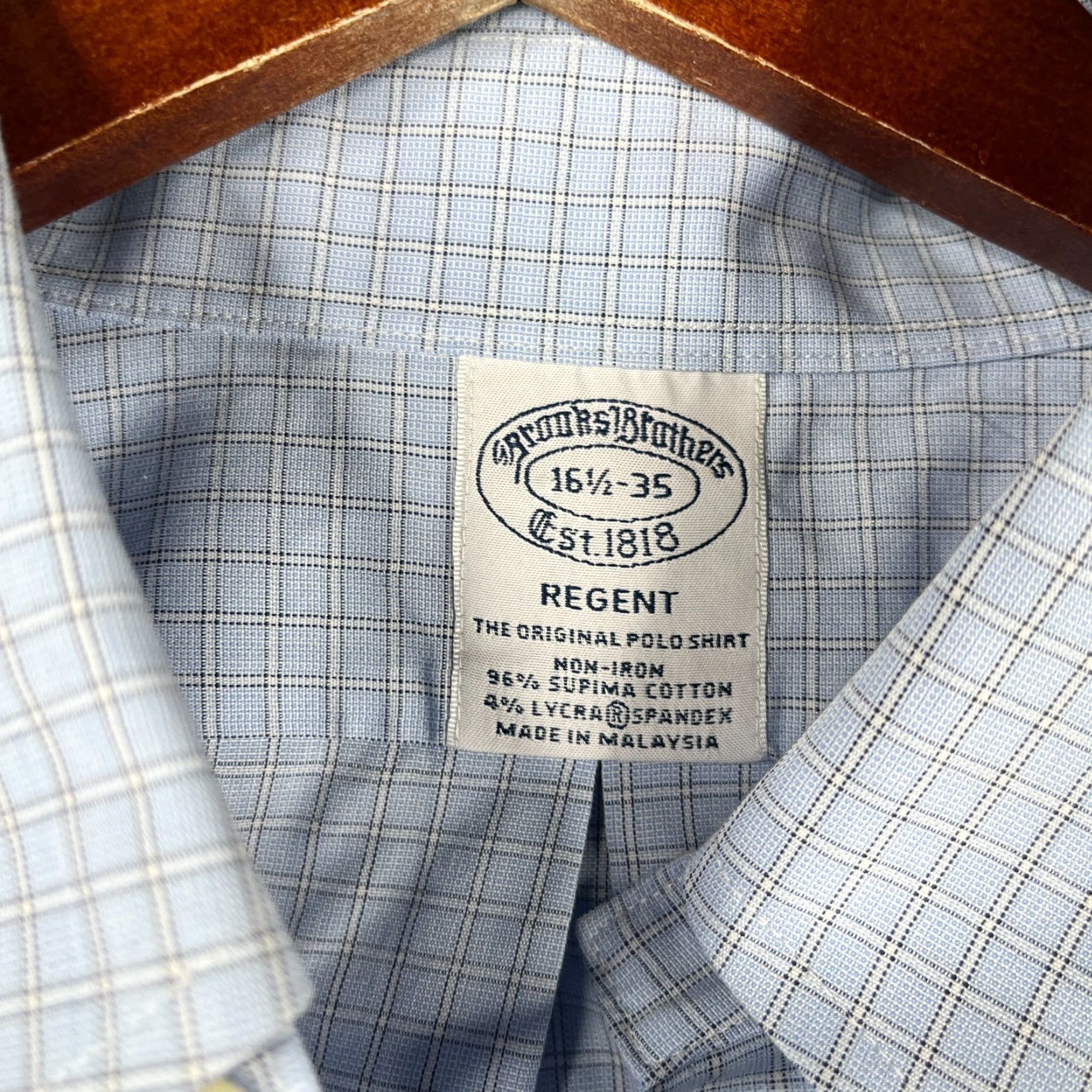 Brooks Brothers Brooks Brothers Regent Shirt Blue Check 16.5 Long Sleeve Button-Down Mens Non-Iron Dress Shirt Size US XL / EU 56 / 4 - 4 Thumbnail