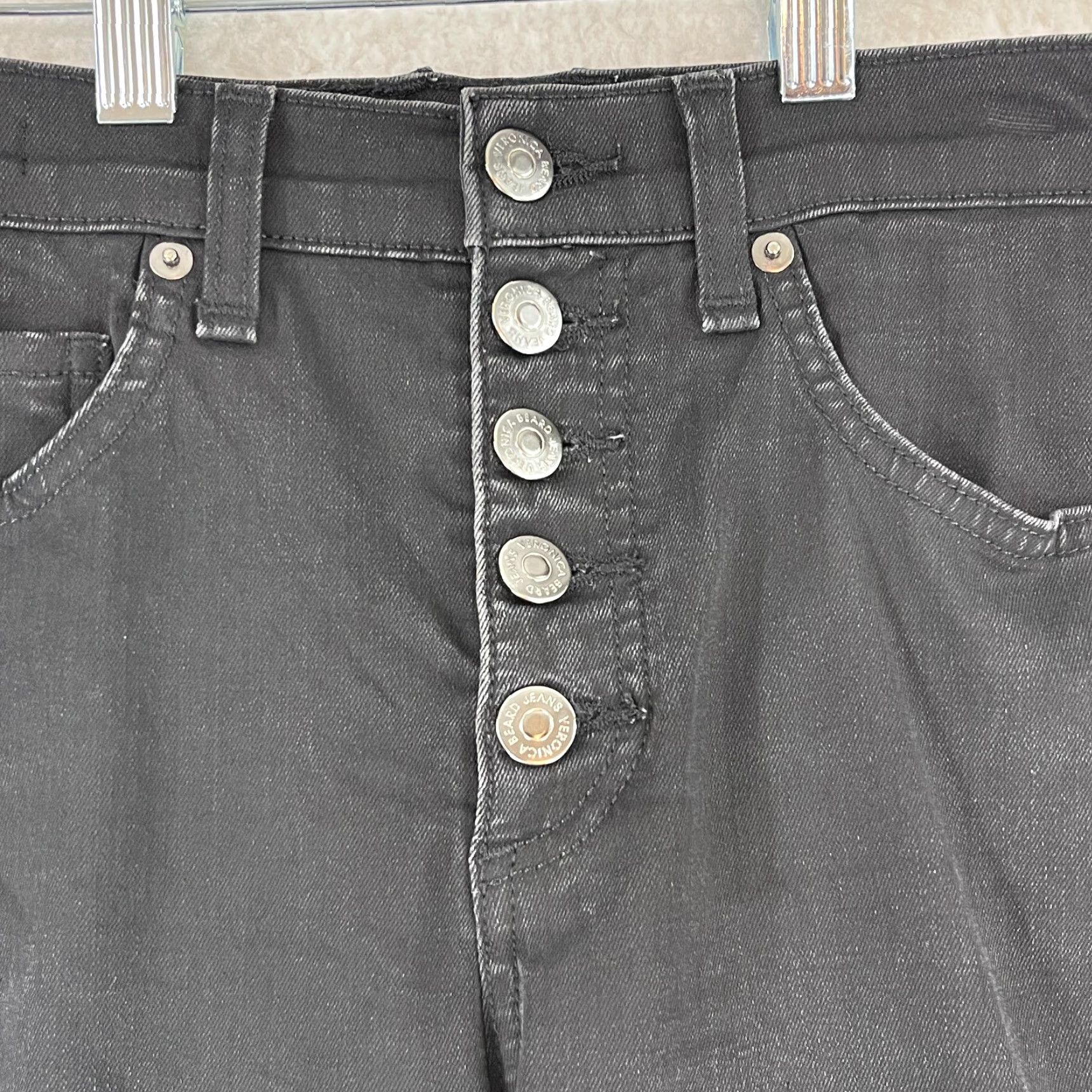 Veronica Beard VERONICA BEARD Debbie Skinny High-Rise Jeans Womens Size 25 Black Denim Mid-Rise Jeans Size 42" / US 20 - 5 Thumbnail