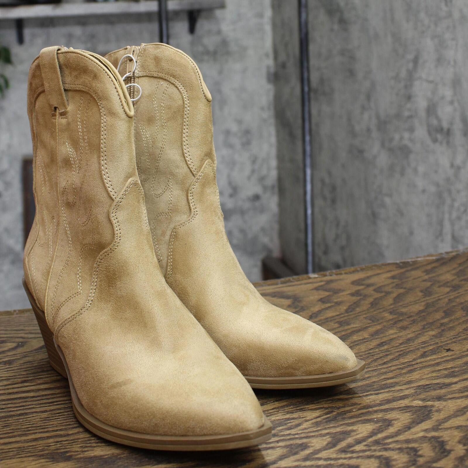 Designer Universal Thread Width Western Ankle Boots Tan Brown 7.5W Size US 7.5 / IT 37.5 - 1 Thumbnail