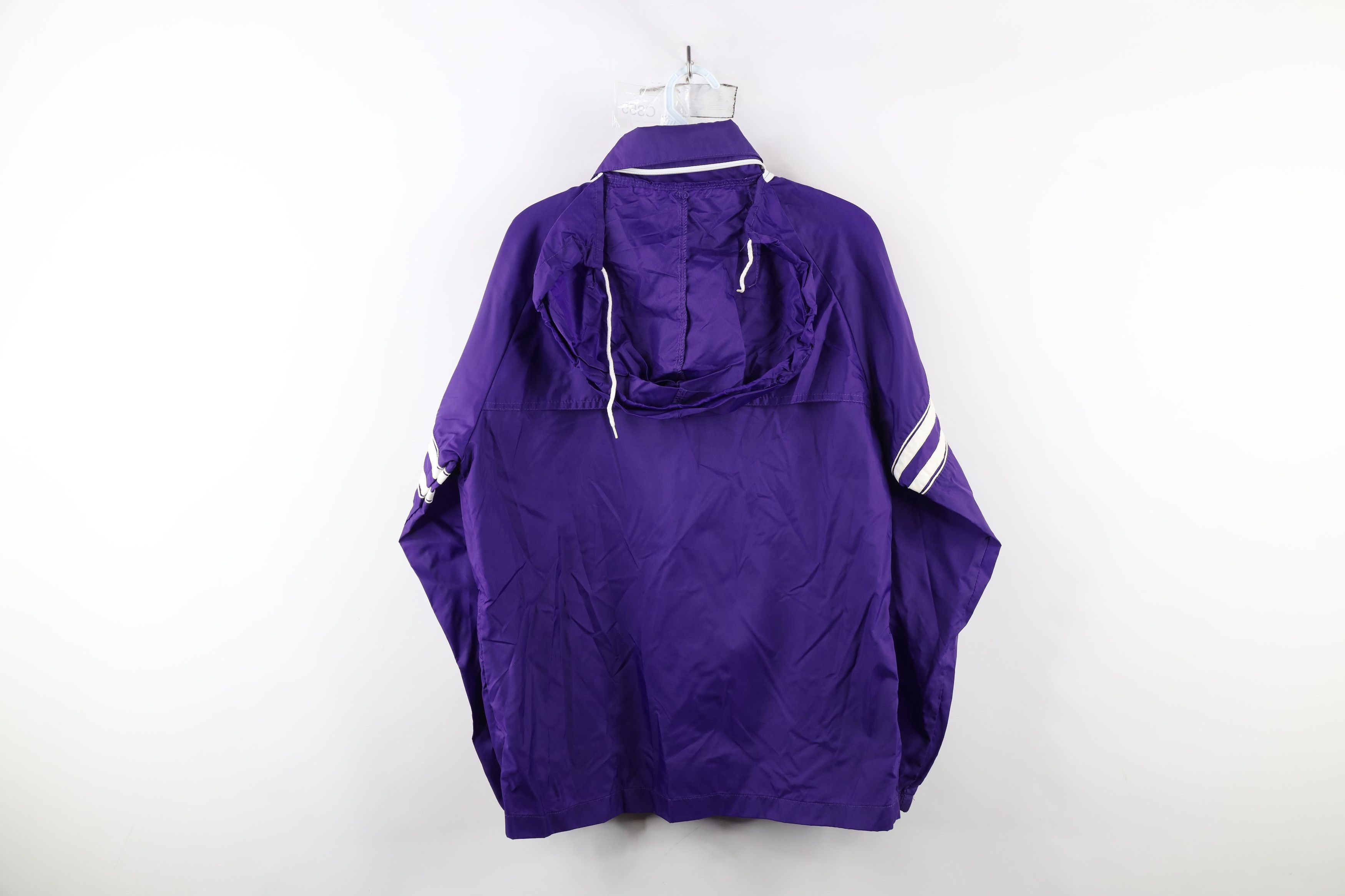 Asics × Vintage Vintage 80s 90s Asics Logo Striped Hooded Windbreaker Jacket Size US M / EU 48-50 / 2 - 13 Thumbnail