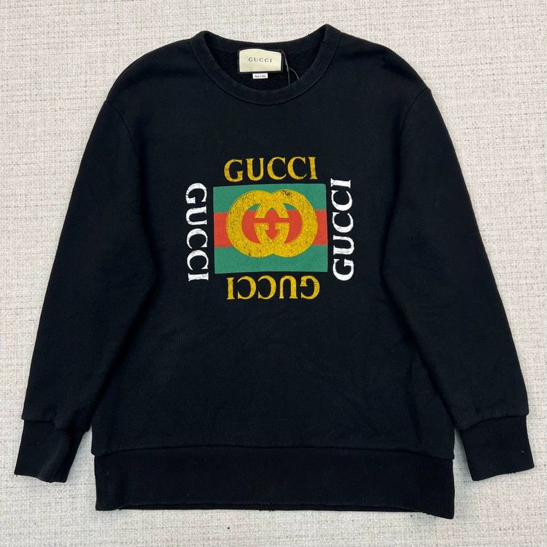 Gucci Gucci Double G square logo old destruction round-neck sweat Size US M / EU 48-50 / 2 - 1 Thumbnail