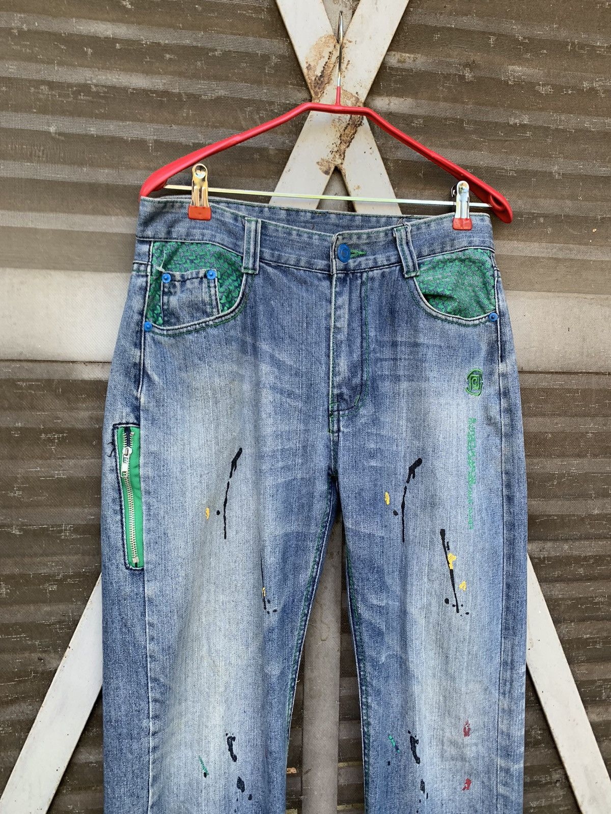 Vintage Vintage XSECAI Paint Splatters (Koi Fish Lined) Denim Jeans Size US 30 / EU 46 - 11 Thumbnail
