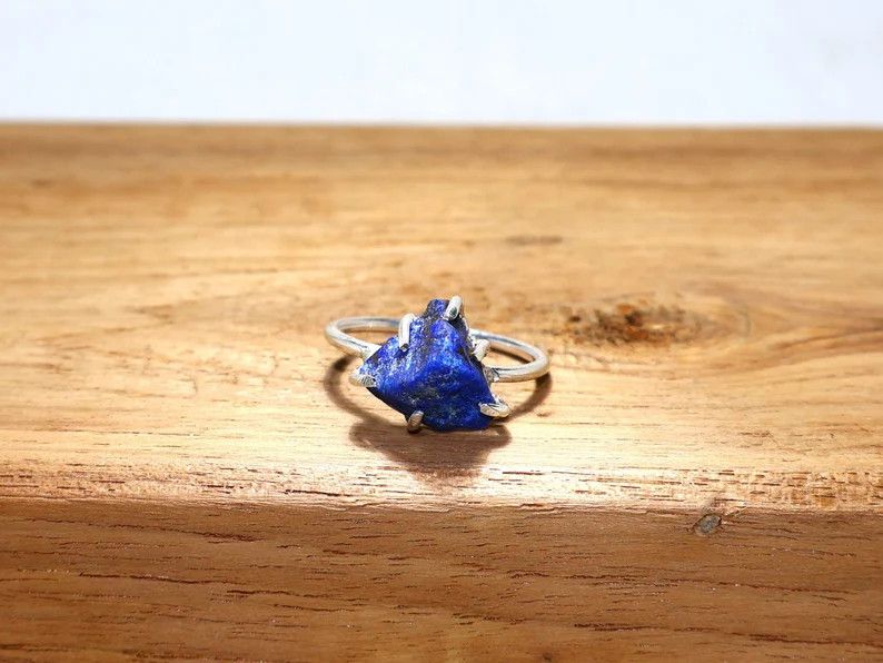 Handmade Lapis Lazuli Ring, 925 Sterling Silver Handmade Boho Jewelry Size ONE SIZE - 2 Thumbnail