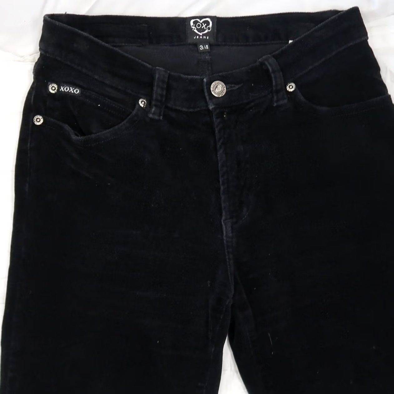 XOXO VINTAGE XOXO Black Corduroy Velvet Low Rise Bootcut Flare Pants 90s Womens 4 Regular Inseam 29 Size 27" / US 4 / IT 40 - 2 Thumbnail