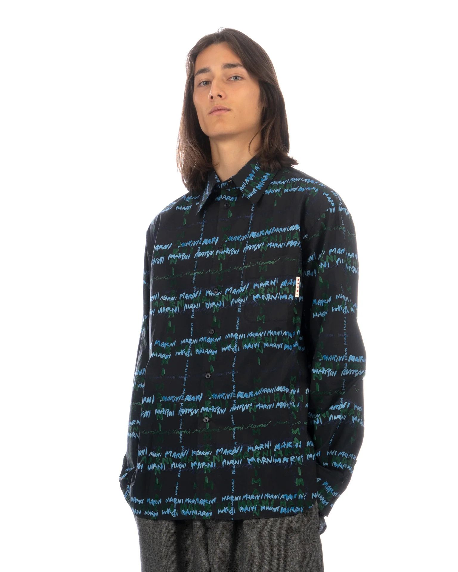 Marni o1y0225 Logo Print Patterned Shirt in Multicolor Size US S / EU 44-46 / 1 - 4 Thumbnail