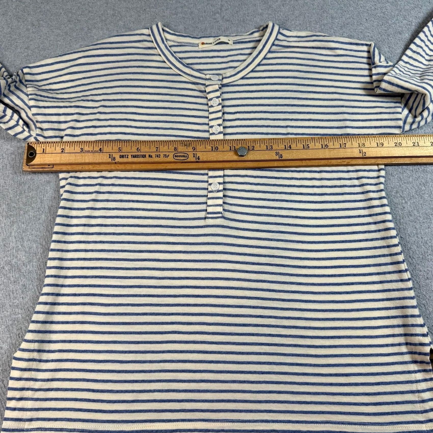 Marine Layer Marine Layer Shirt Womens M Blue Stripe Henley Lightweight Jersey Nautical Vintage = No Size M / US 6-8 / IT 42-44 - 6 Thumbnail
