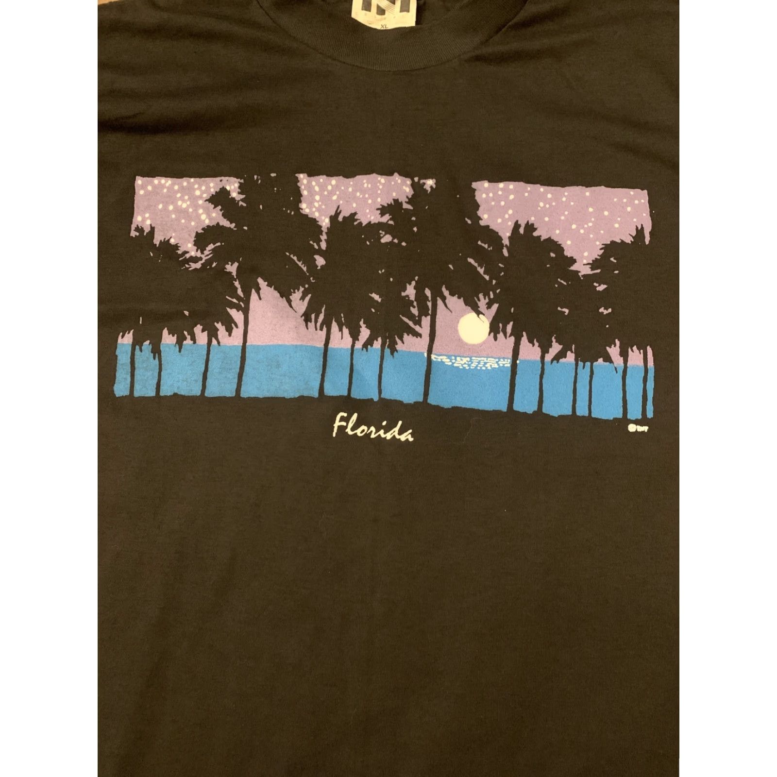 Vintage VINTAGE Casuals Graphic Tee Florida Palm Trees Black Unisex Adult XL Size US XL / EU 56 / 4 - 2 Thumbnail