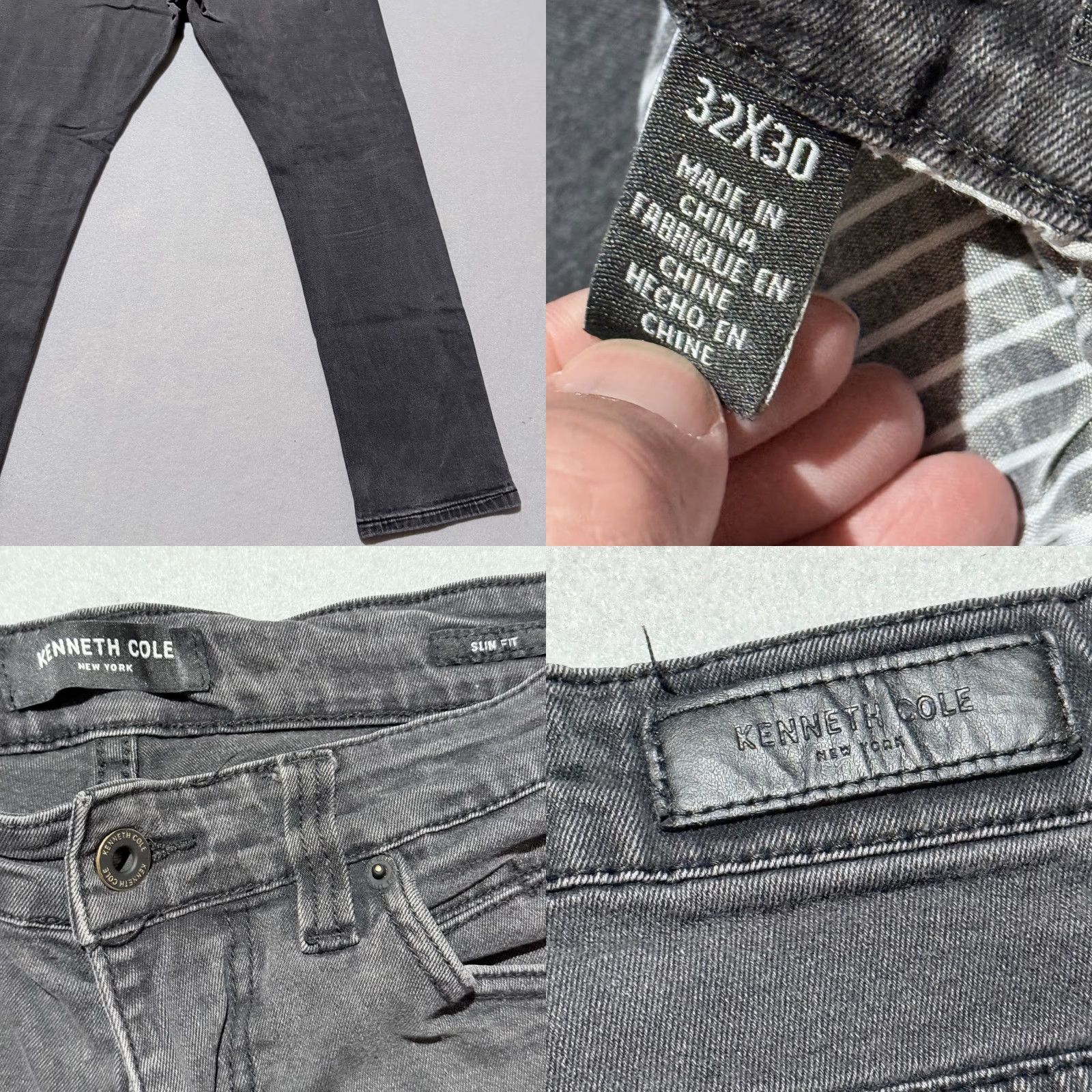 Kenneth Cole Kenneth Cole Jeans Men Gray Denim Slim Fit Low-Rise Zip Fly 32X30 Jeans Size US 32 / EU 48 - 8 Thumbnail